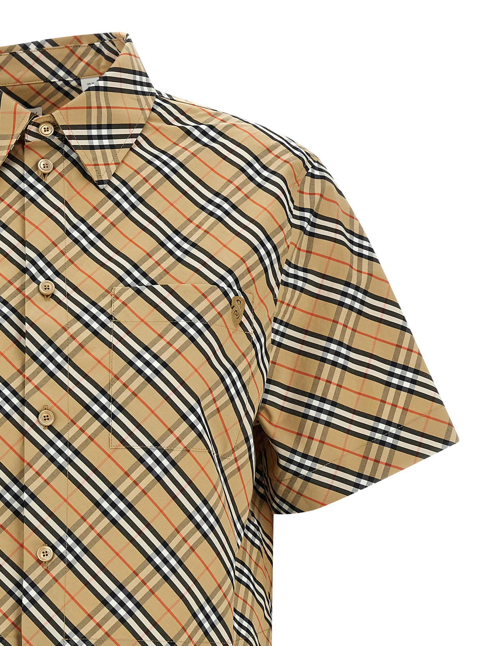 Burberry Cropped Check Cotton Shirt In Brown