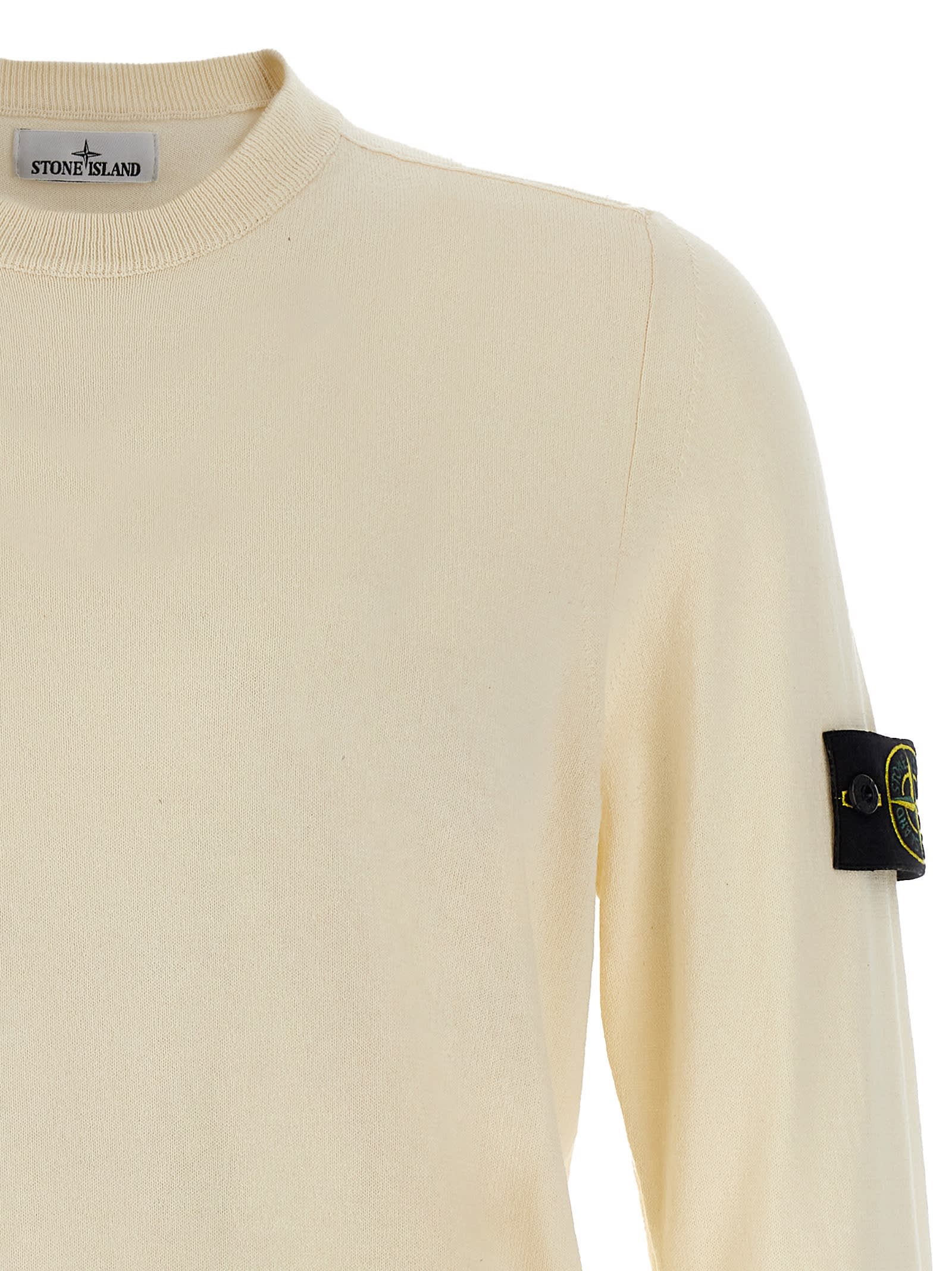 Stone Island Cotton Blend Sweater In Avorio