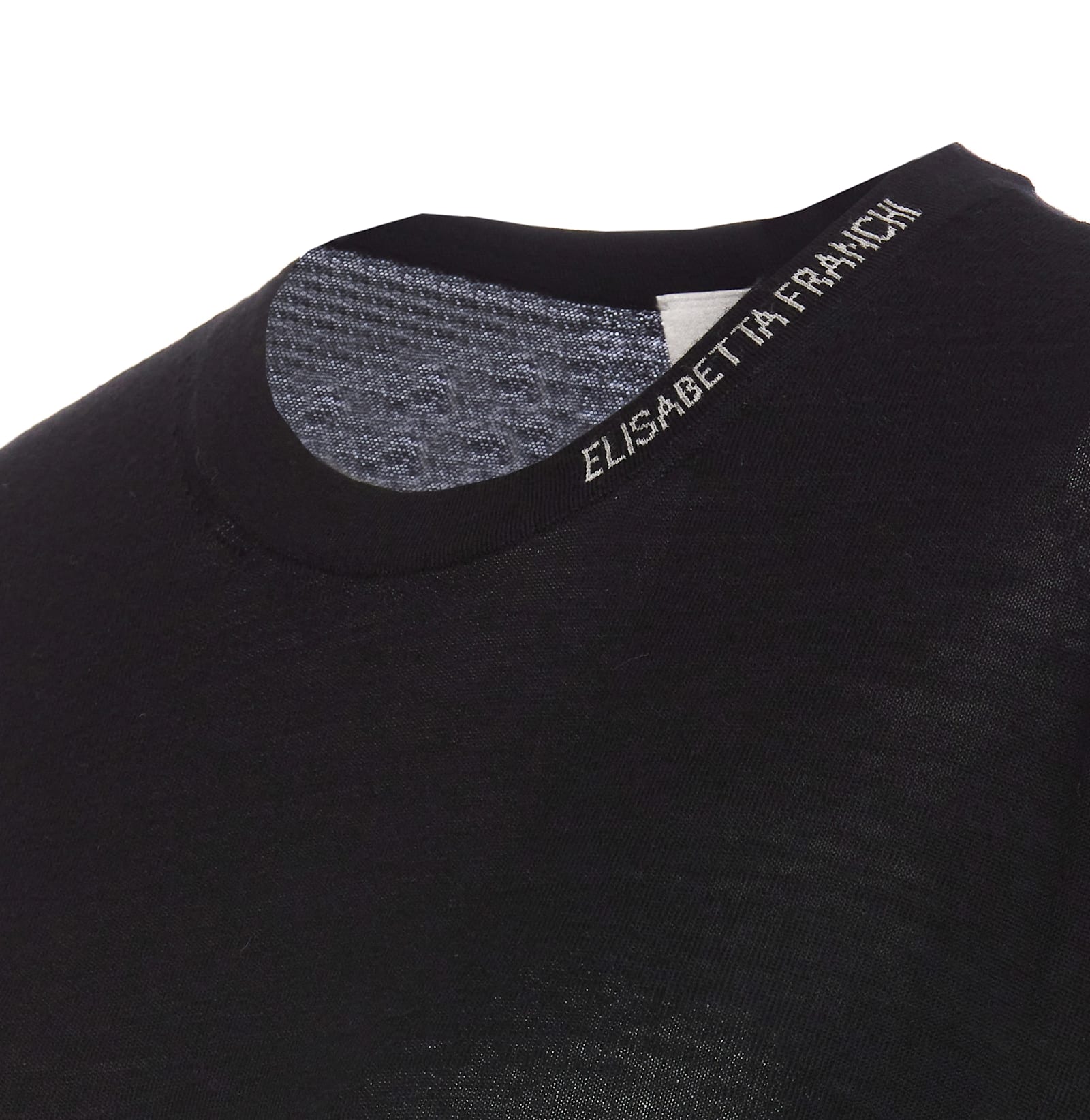 Shop Elisabetta Franchi Contrasting Logo Merino Wool Sweater In Black