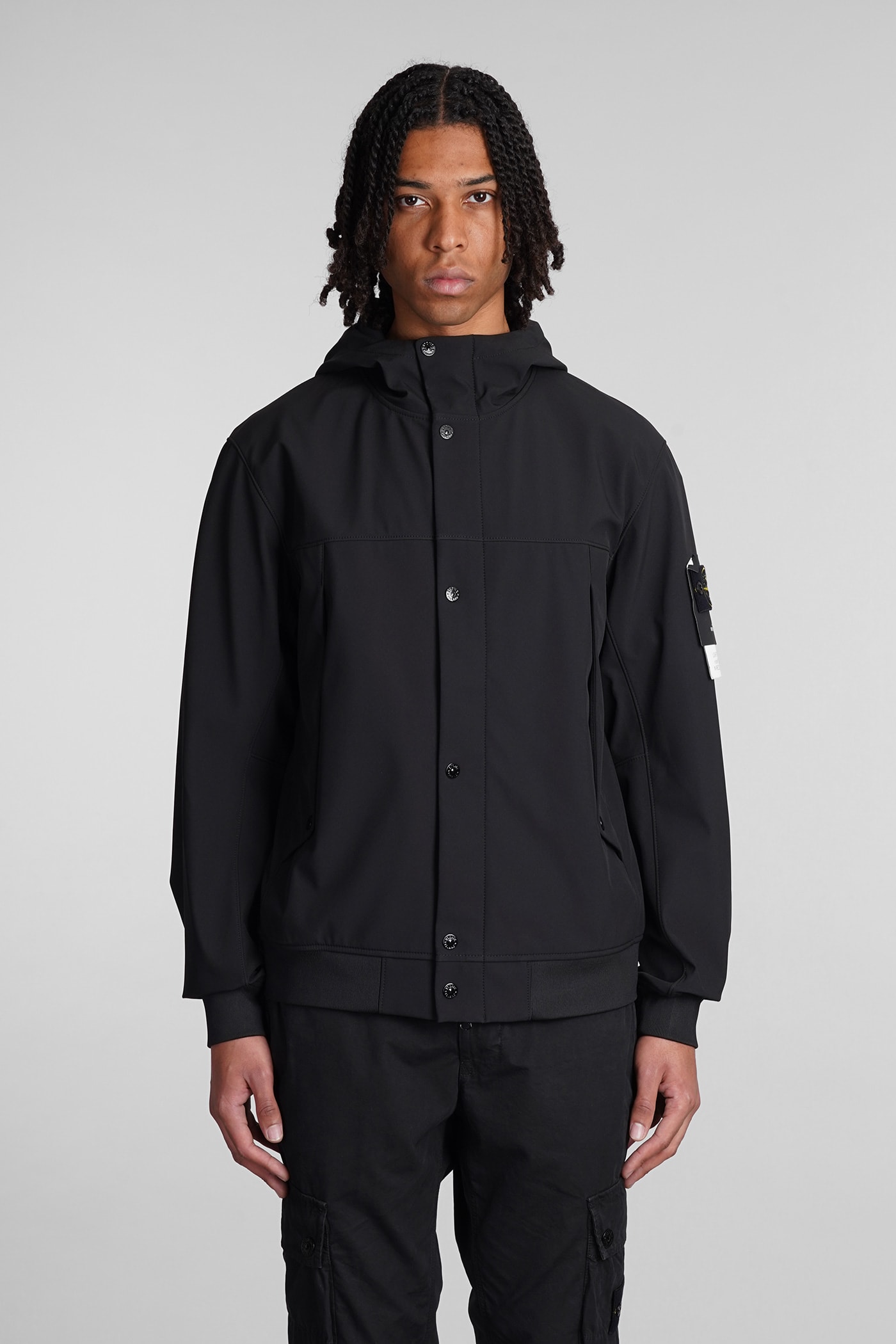 Stone Island Casual Jacket In Black Polyester