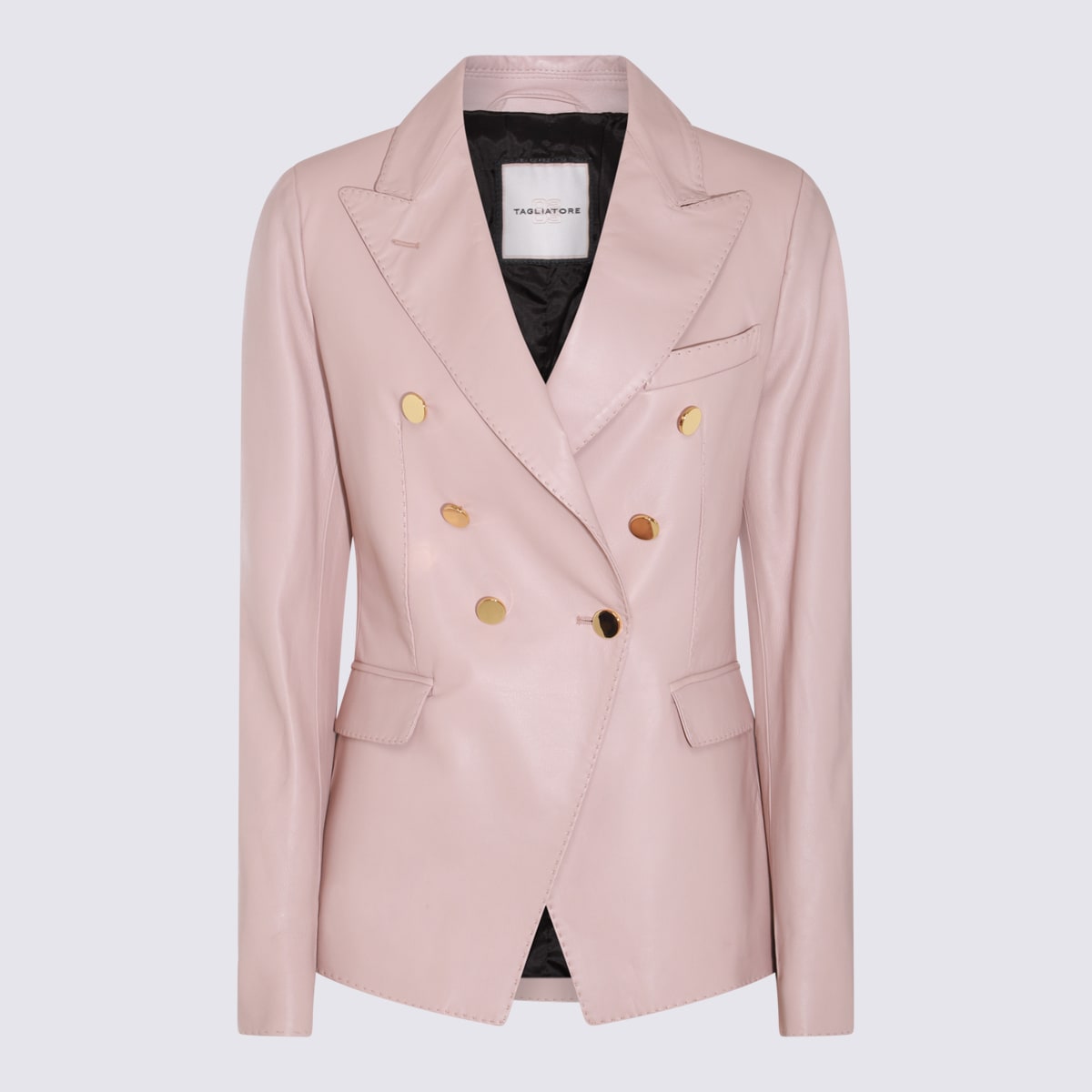 Shop Tagliatore Pink Leather Blazer