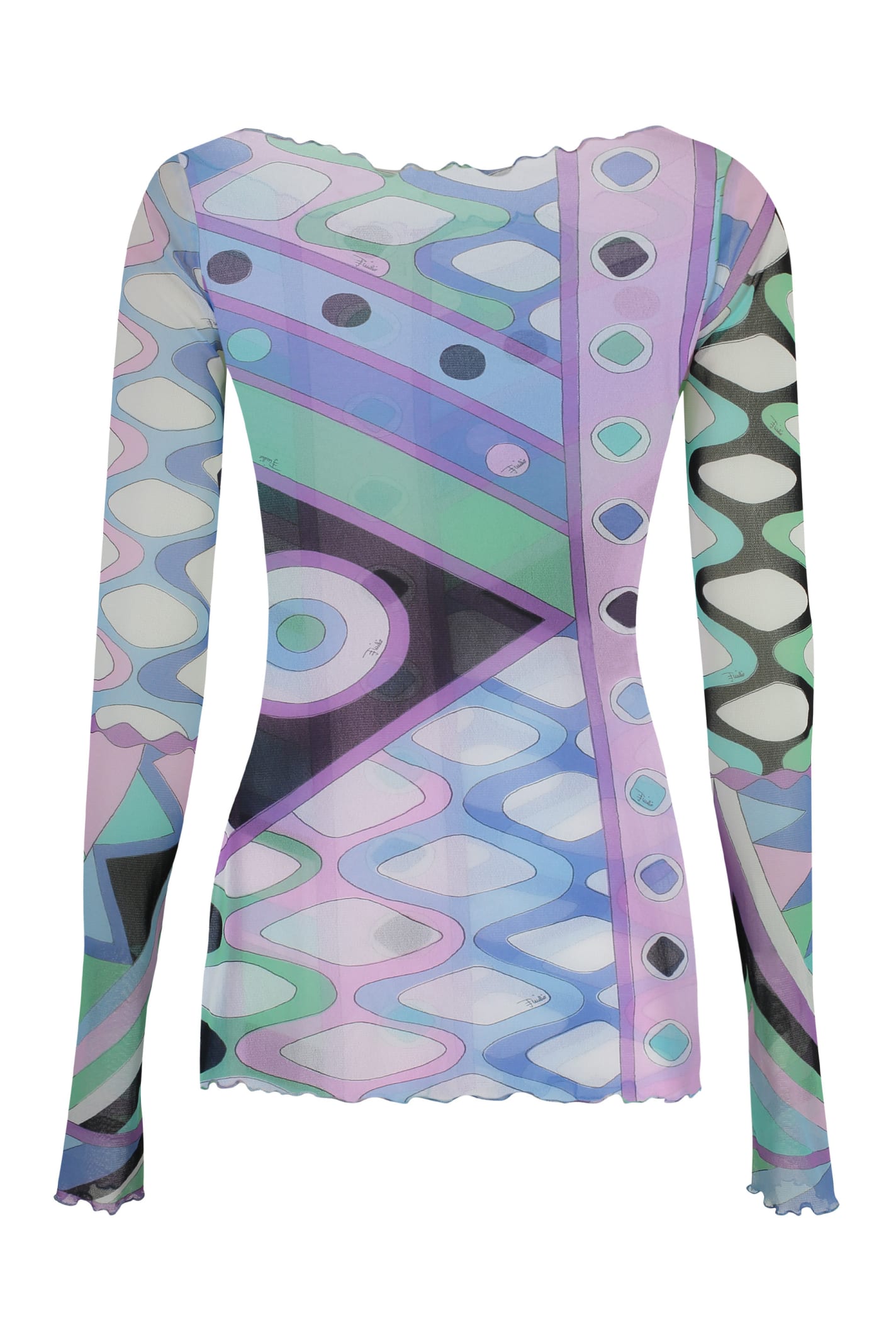 Shop Pucci Printed Long-sleeve Top In Blue