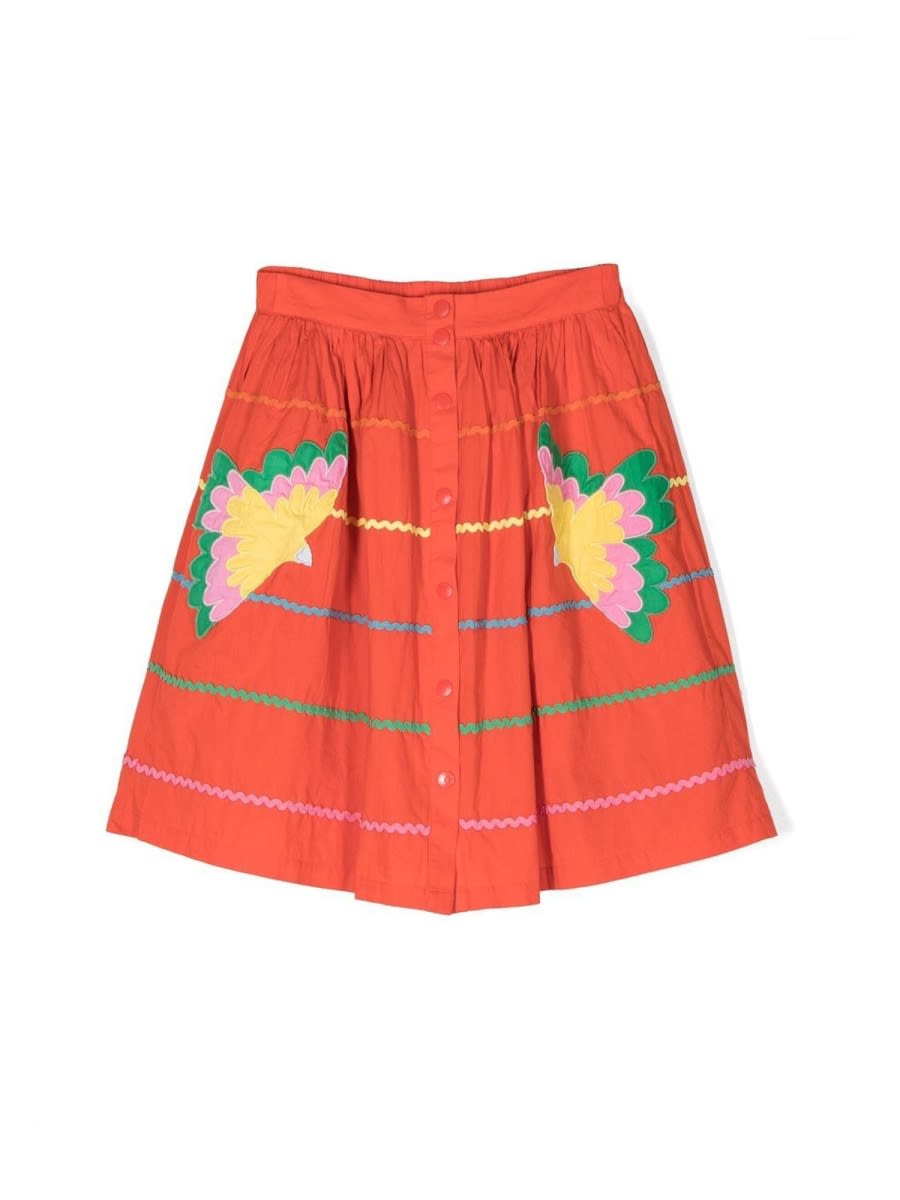 Stella Mccartney Embroidered Button-up Skirt In Red