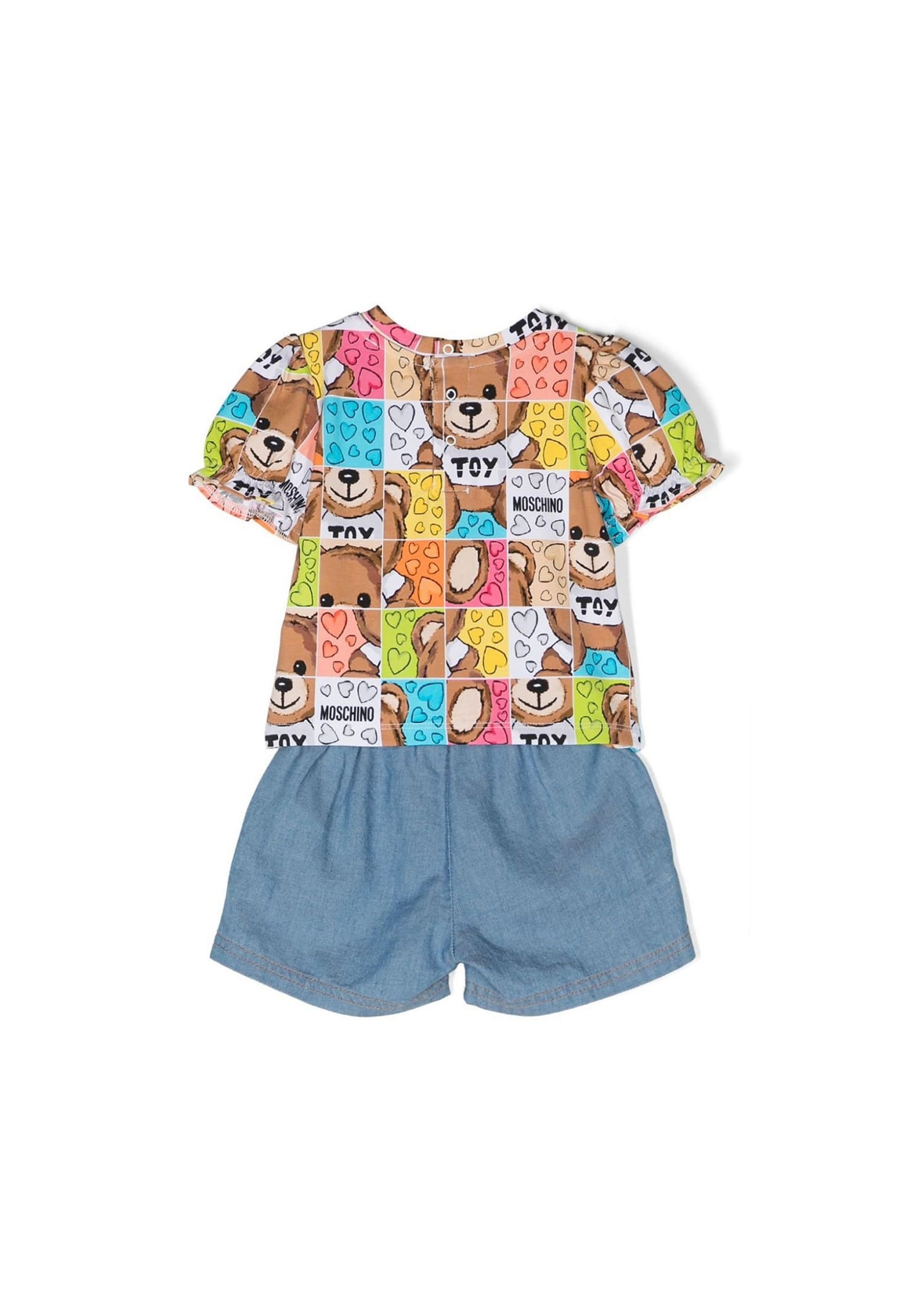 Moschino Multicolor Suit For Baby Girl With Teddy Bear In Multicolor