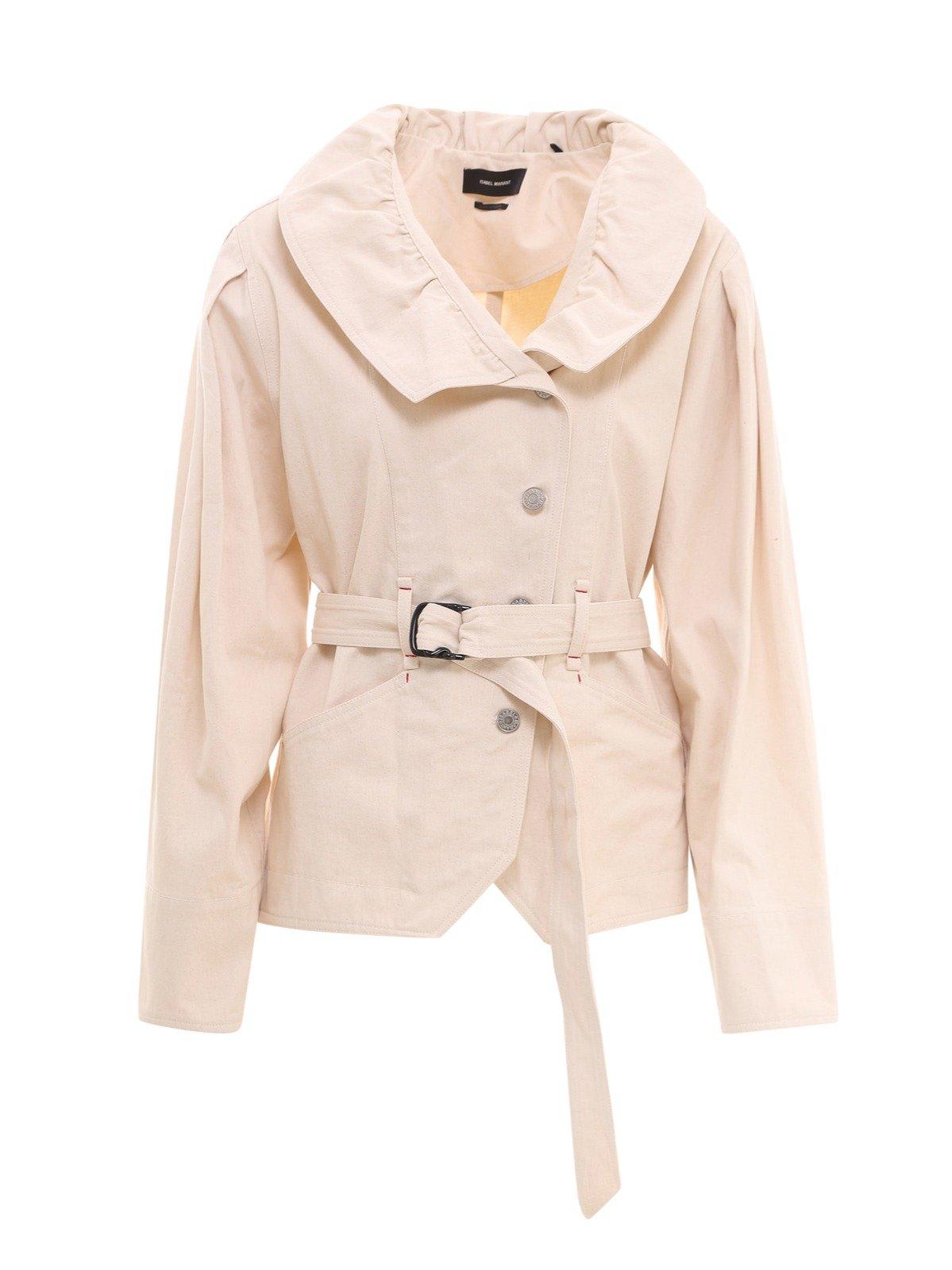 Shop Isabel Marant Belted Waist Jacket In Ivory