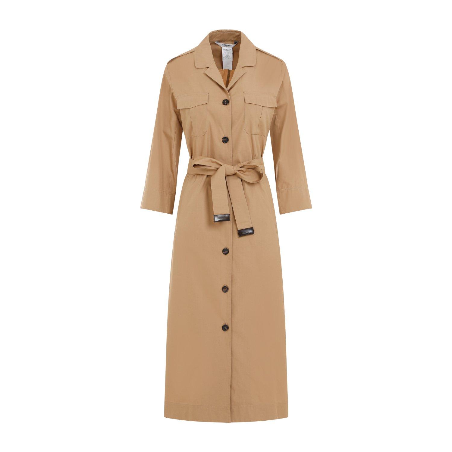 Shop 's Max Mara Buttoned Belted Dress In Beige