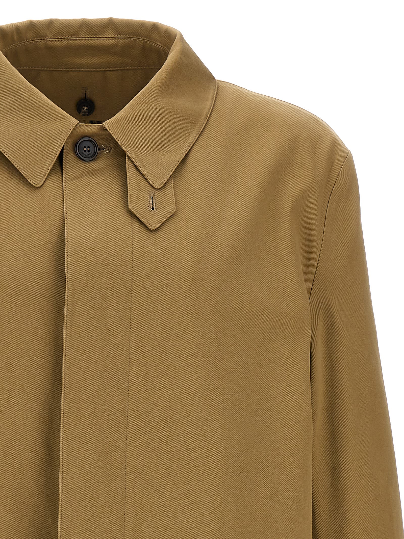 Saint Laurent Men's Mac Gabardine Coat In Brown