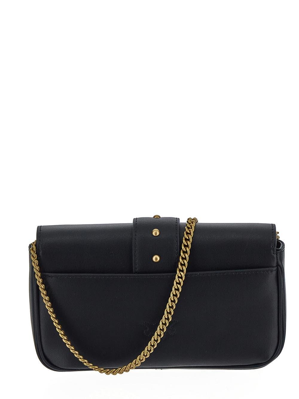 Pinko Love One Shoulder Bag In Q Nero Antique Gold