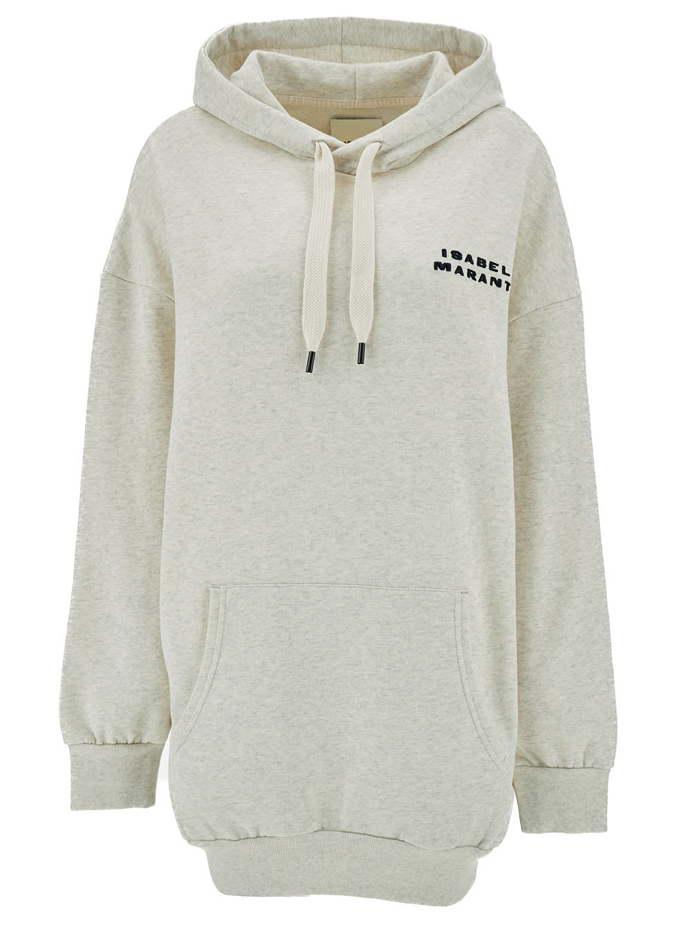 Shop Isabel Marant Oversized Beige Hoodie With Contrasting Logo Print In Cotton Woman In Powder
