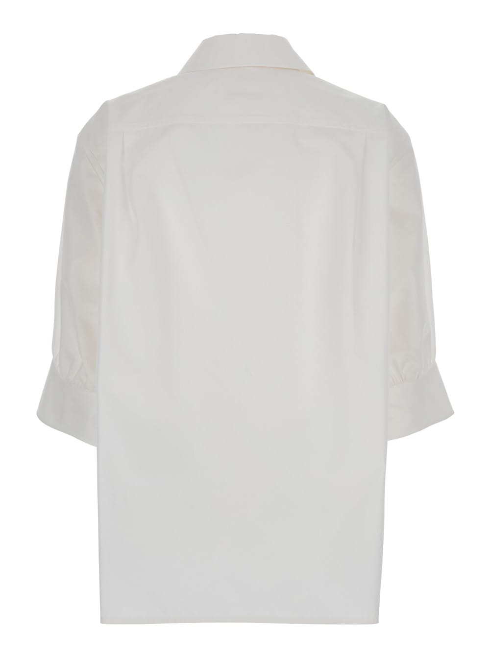 Jil Sander White Half Sleeve Shirt With Pointed Collar In Optic White