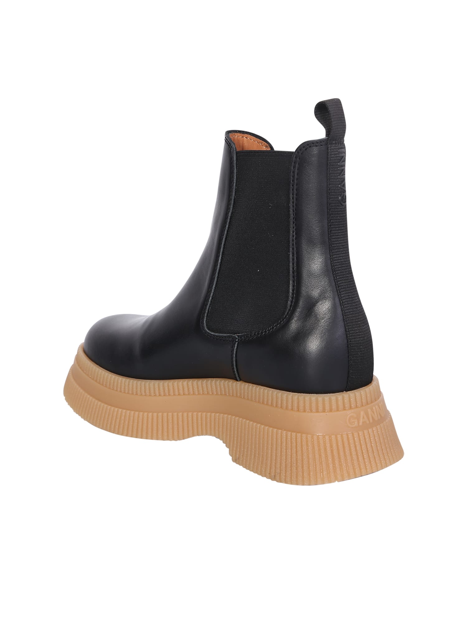 Ganni Chelsea Creepers Boots With Maxi Sole In Black In Black