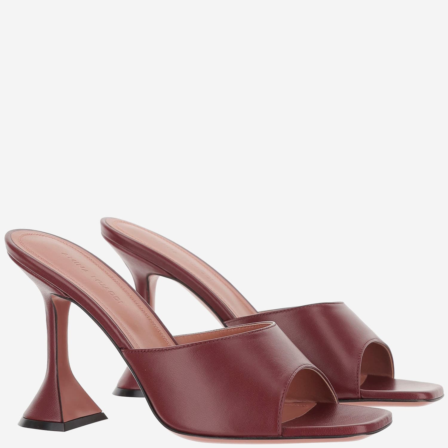 Amina Muaddi Lupita Satin-finish 100mm Mules In Burgundy