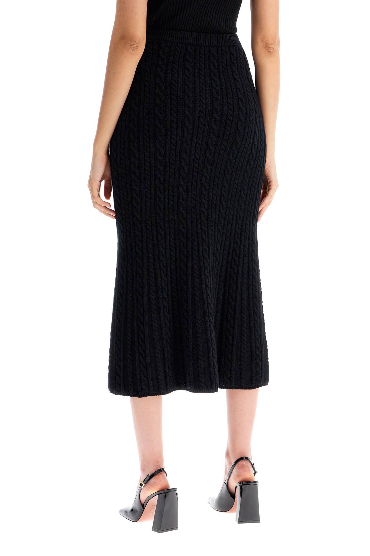 Shop Alessandra Rich Knitted Midi Skirt With Cable Knit In Black (black)