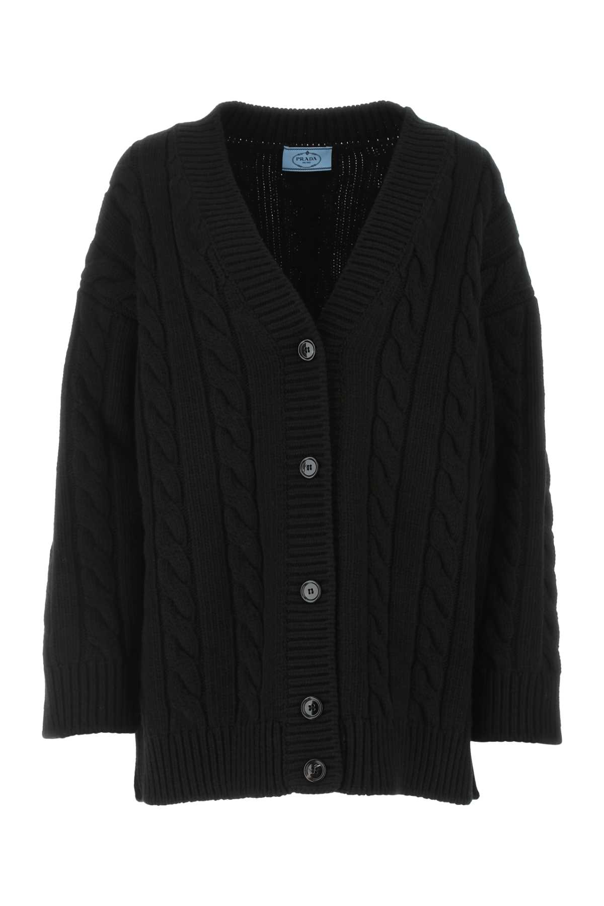 Black Wool Blend Oversize Cardigan