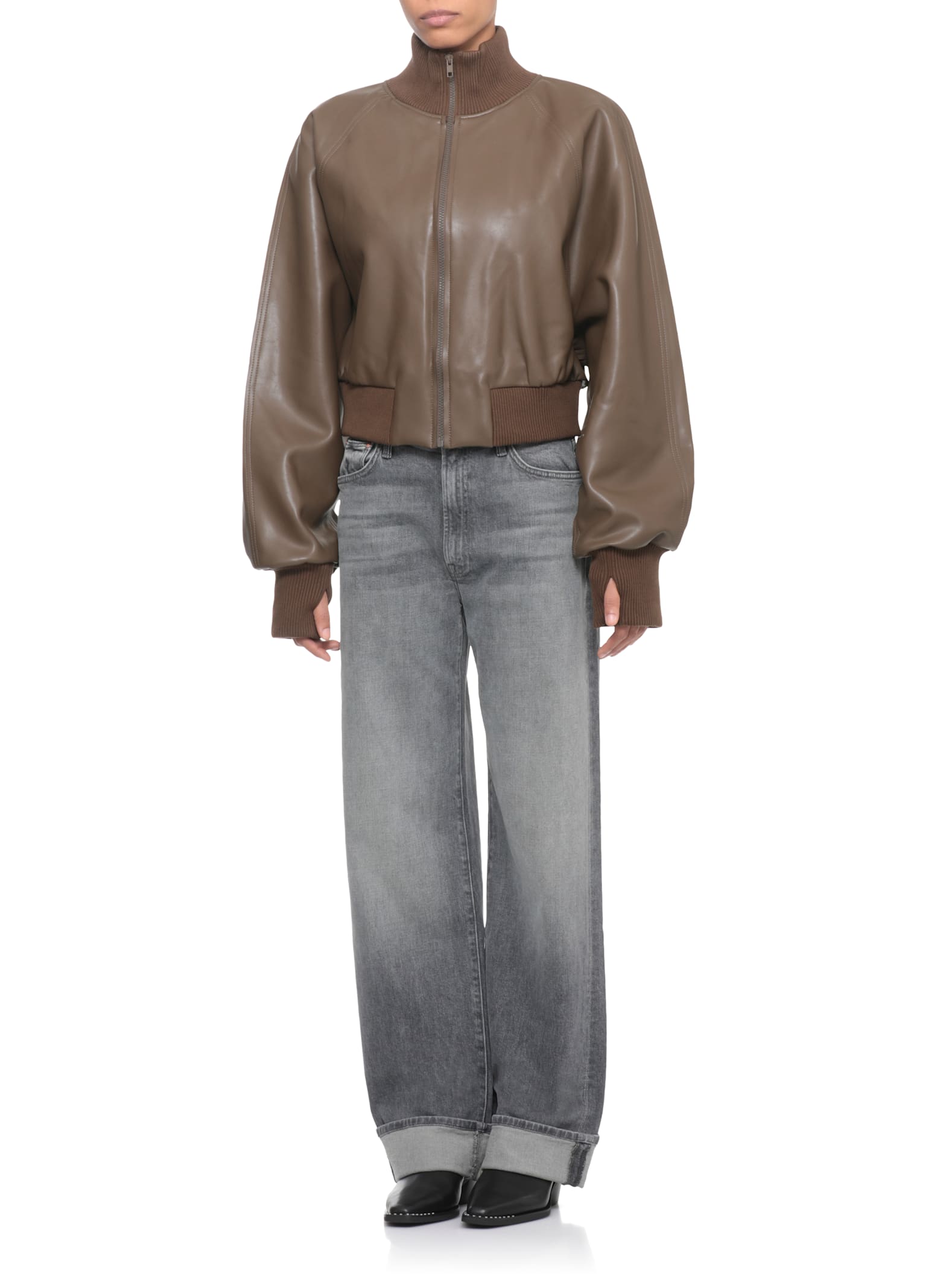 Norma Kamali Synth Leather Jacket In Multi