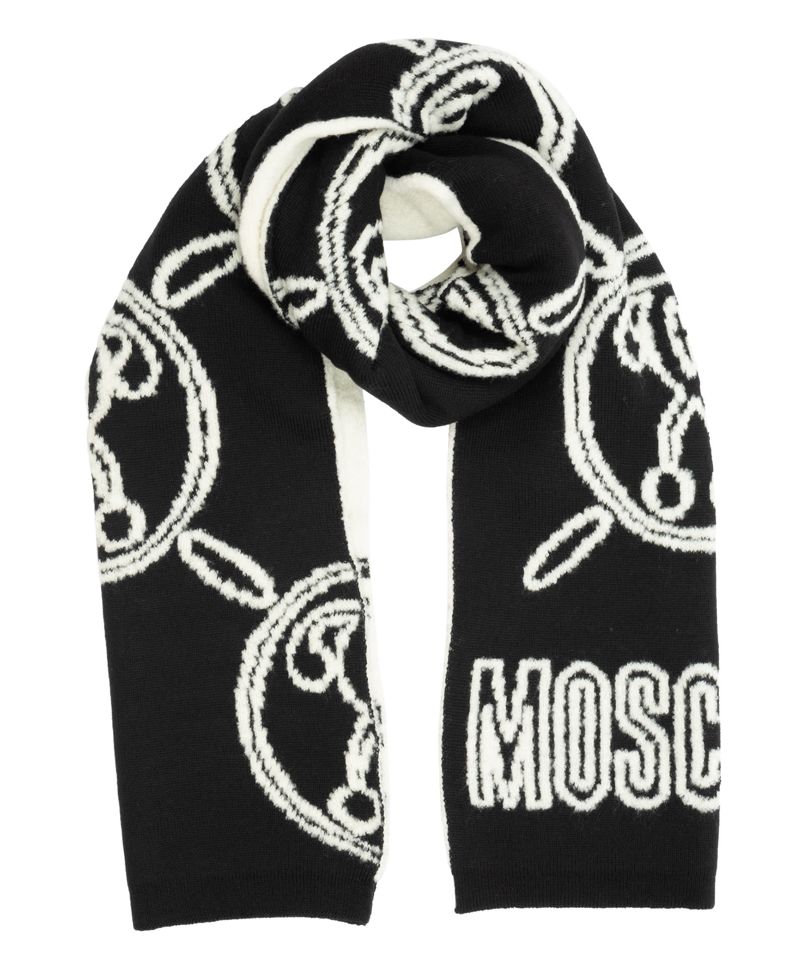 MOSCHINO DOUBLE QUESTION MARK WOOL WOOL SCARF