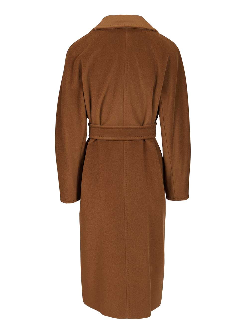 Max Mara Double-breasted Coat With Belt In Brown