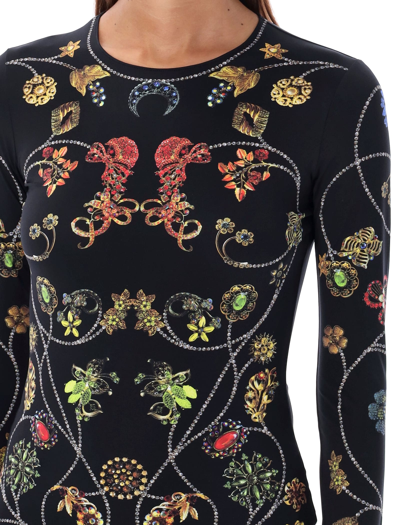 Shop Marine Serre Floral Jewerly Top In Black