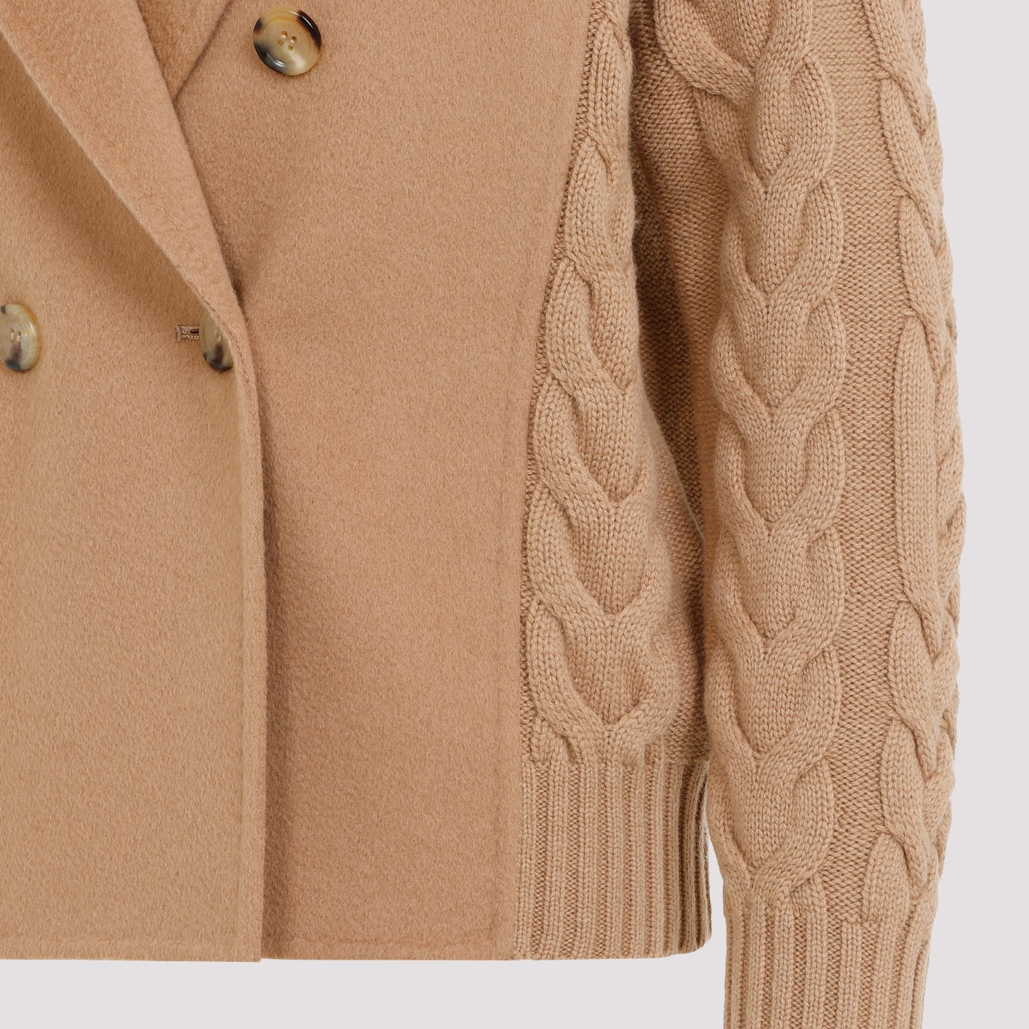 Shop Max Mara Micio Knitted Coat In Camel