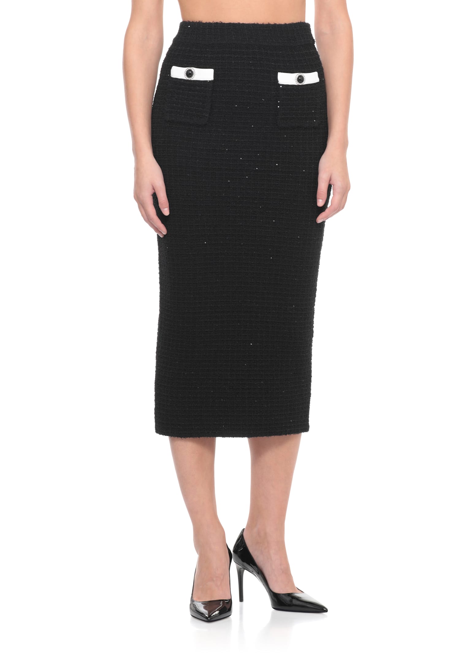 Self-portrait Skirt With Paillettes In Black