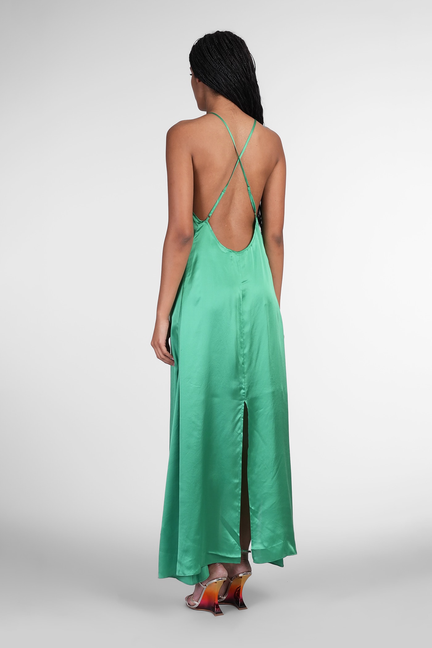 Iro Caravela Dress Woman In Green Silk In Green