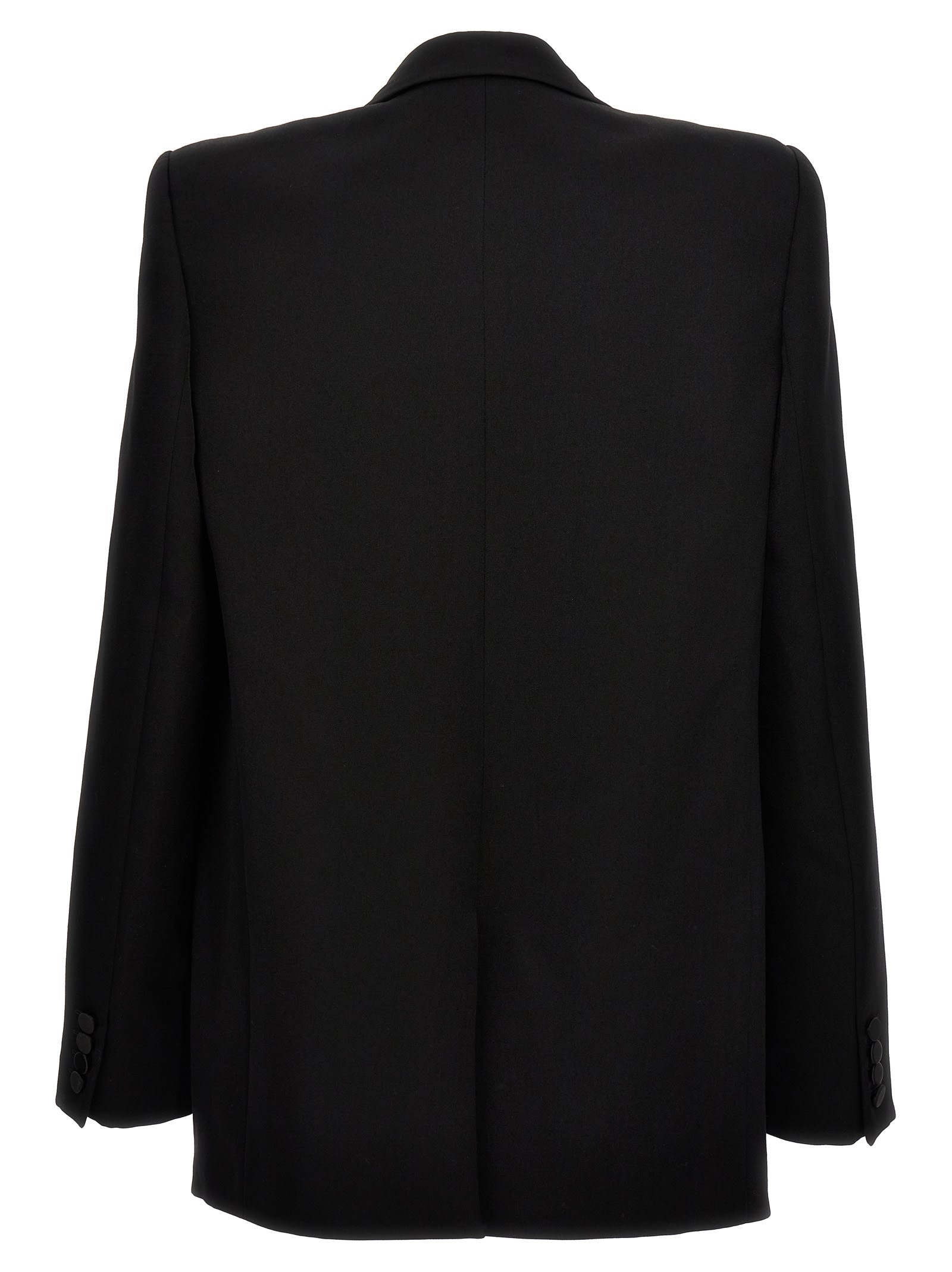 Saint Laurent Tuxedo Wool Blazer With Satin Lapel In Black
