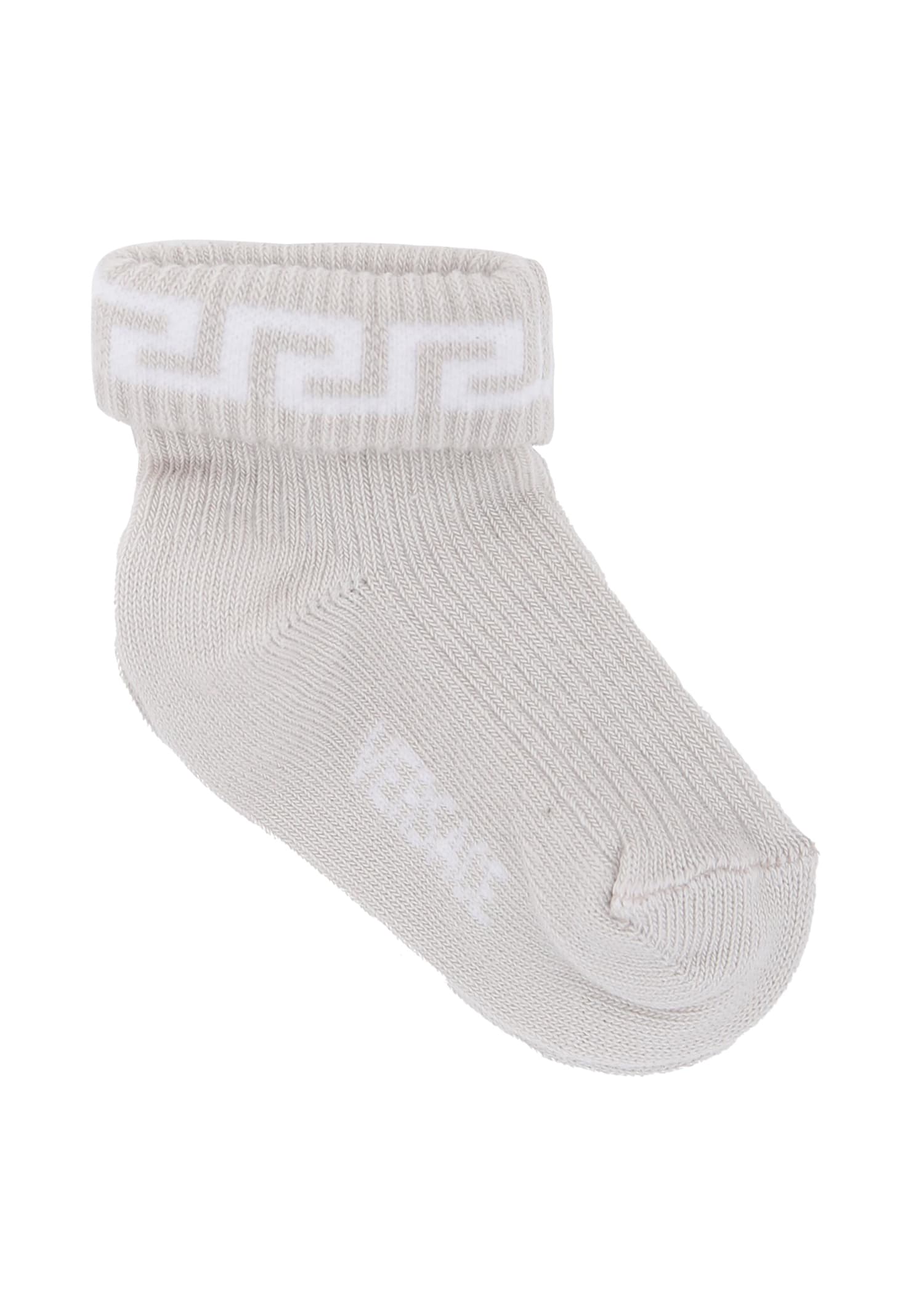 Versace Multicolor Socks Set For Babykids With Greca Motif In White