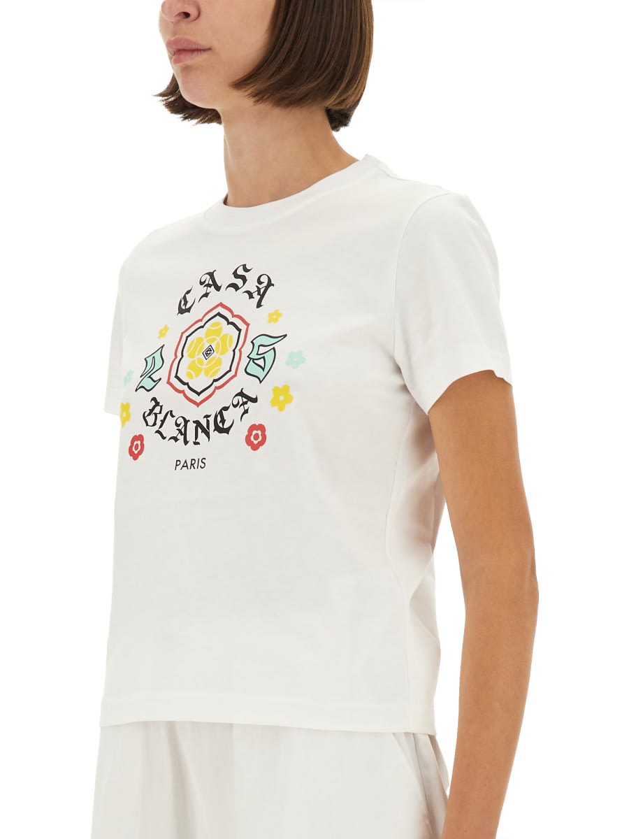 Casablanca White Cotton T-shirt With Print In White