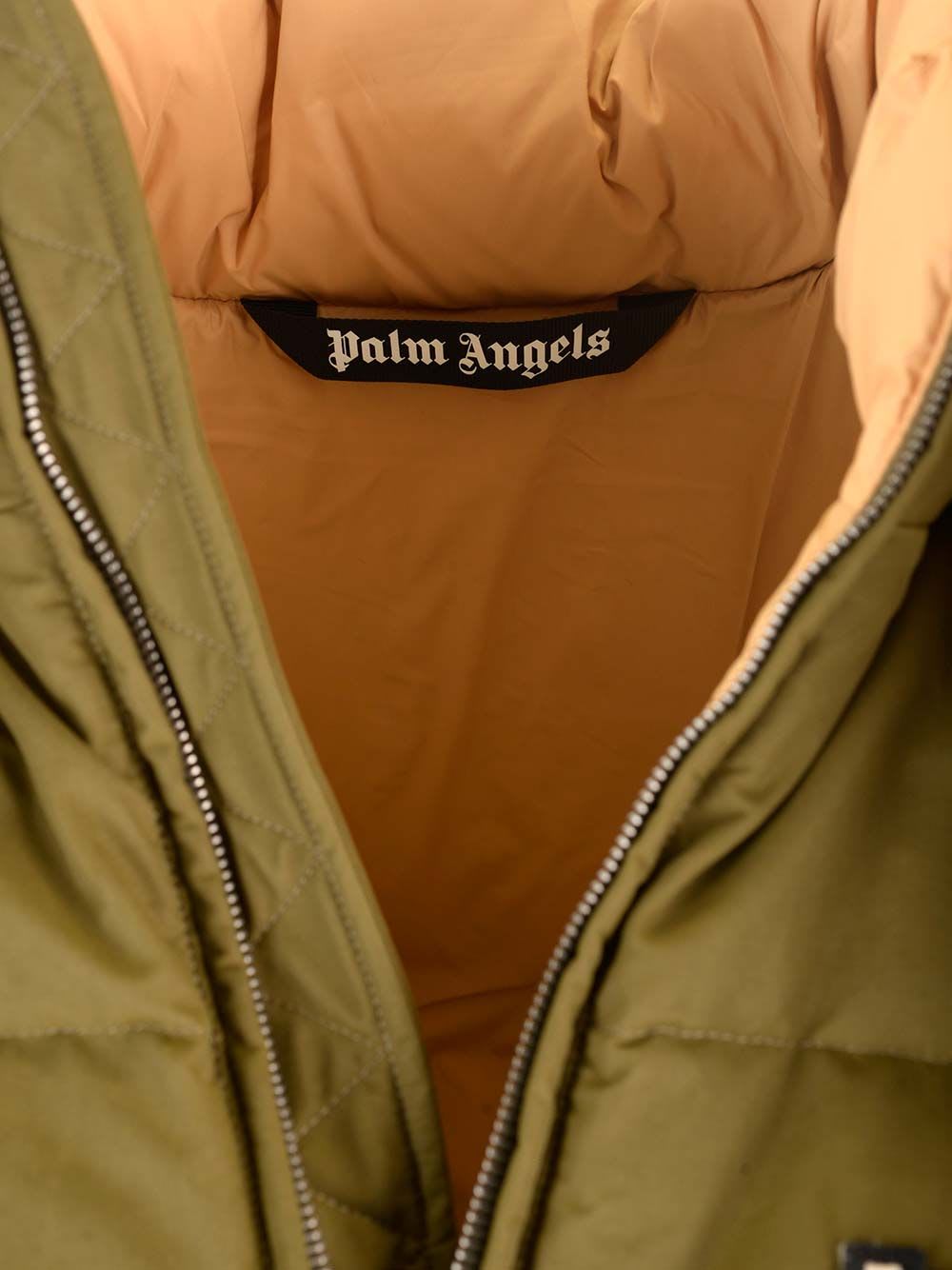 Shop Palm Angels Track Monogram Down Jacket In Green