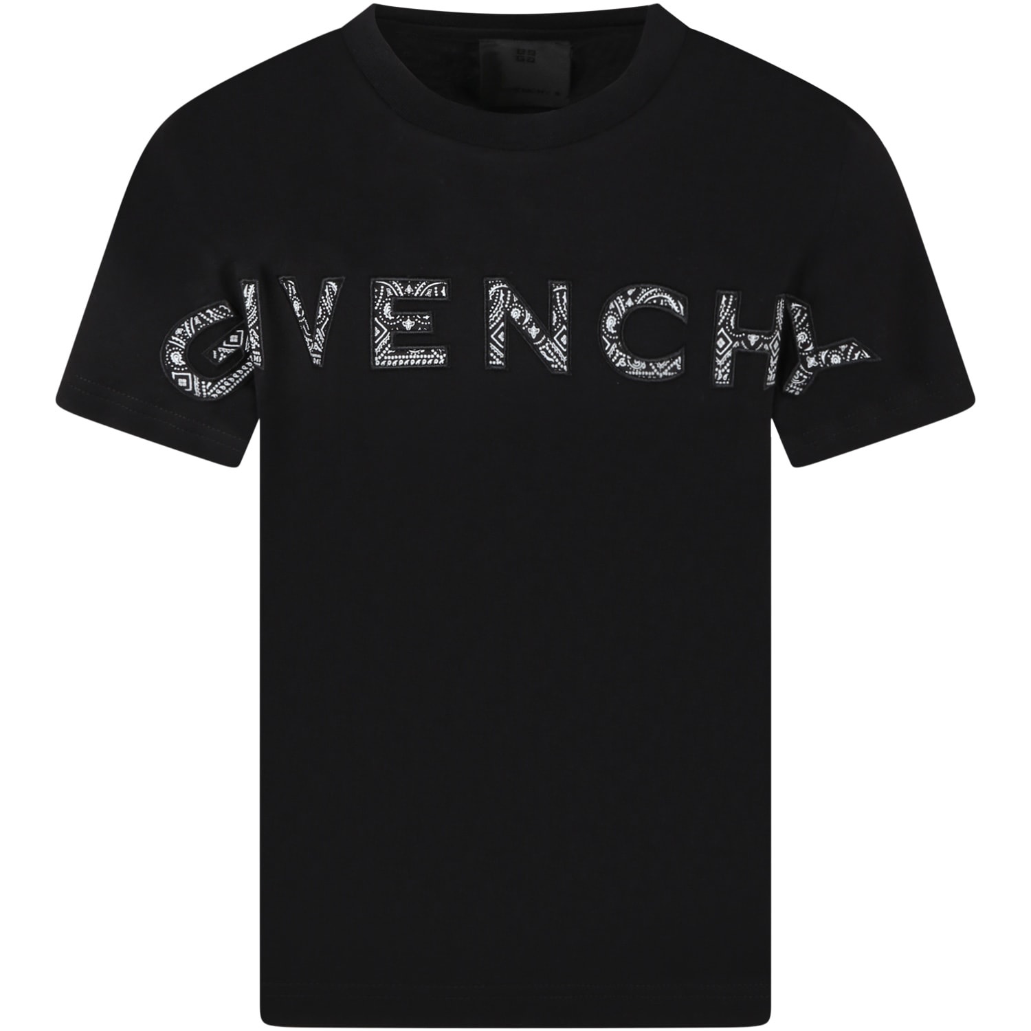 Givenchy Black T-shirt For Kids With Logo
