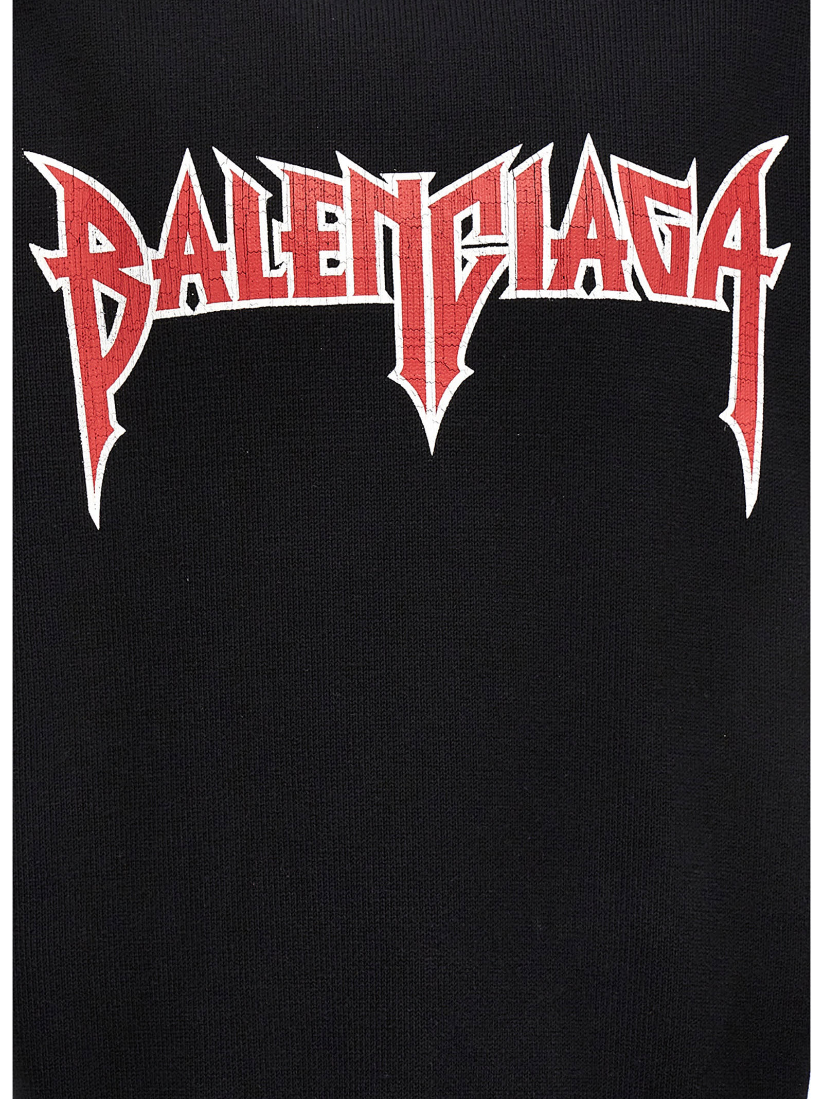 Shop Balenciaga Logo Print Hooded Sweater In Black