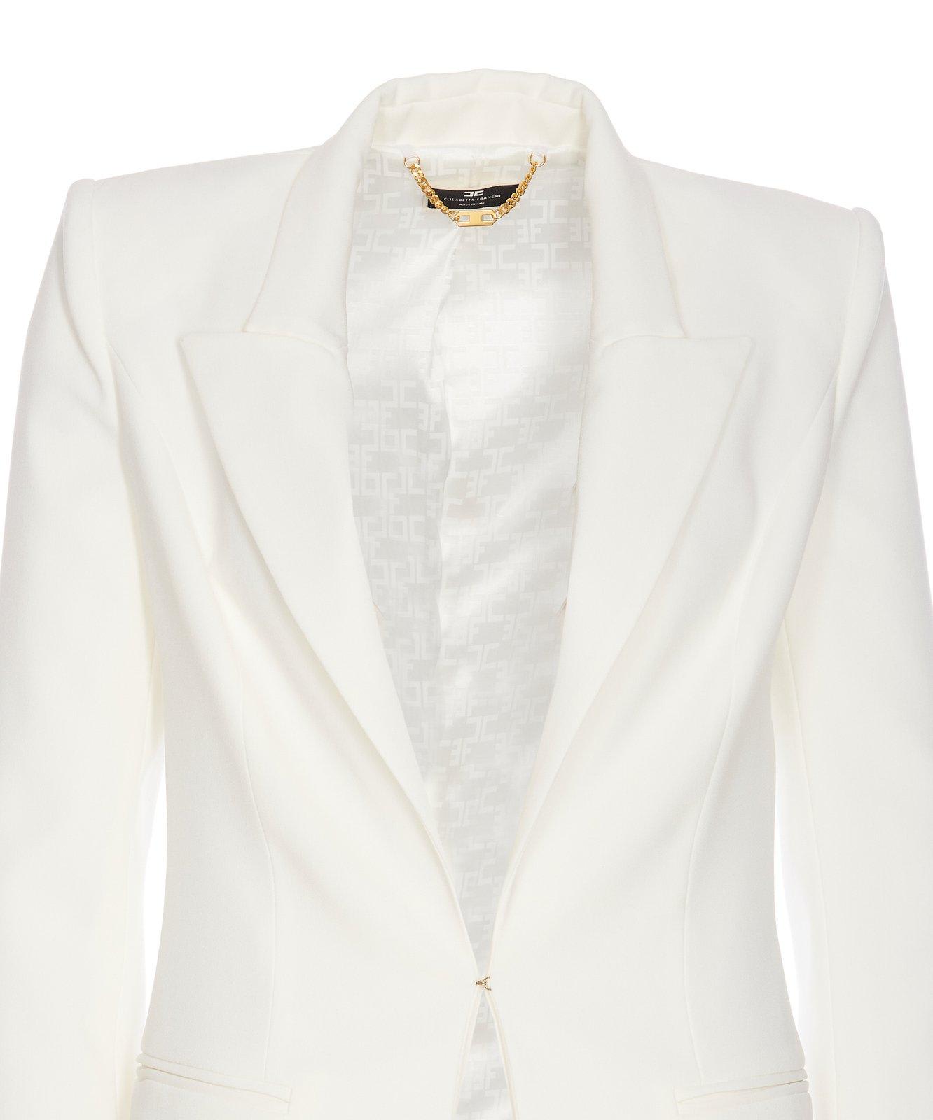 Shop Elisabetta Franchi Logo Plaque Peak Lapels Suit