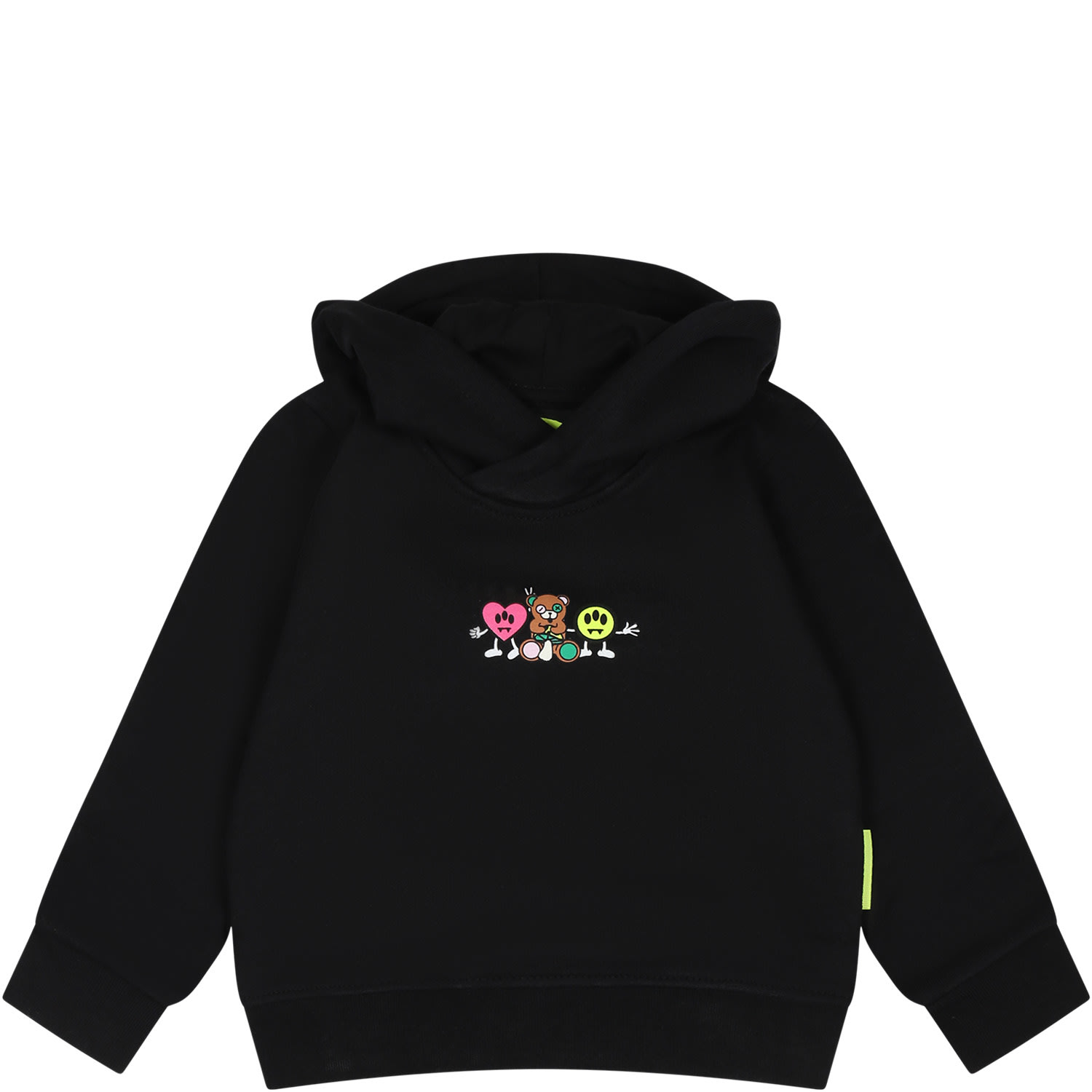 Barrow Black Sweatshirt For Baby Girl With Logo And Print