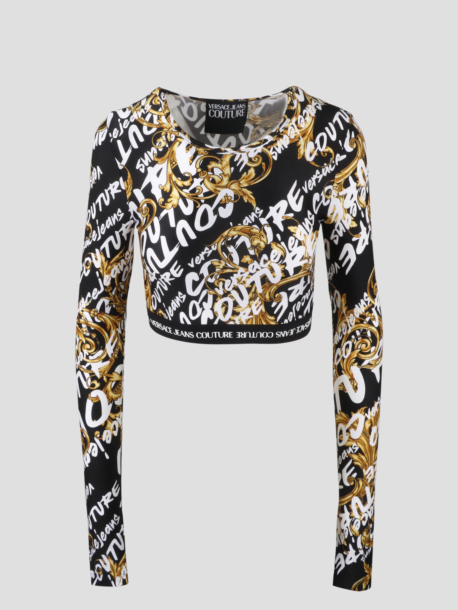 Versace Jeans Couture Brush Couture Crop Long-sleeved T-shirt