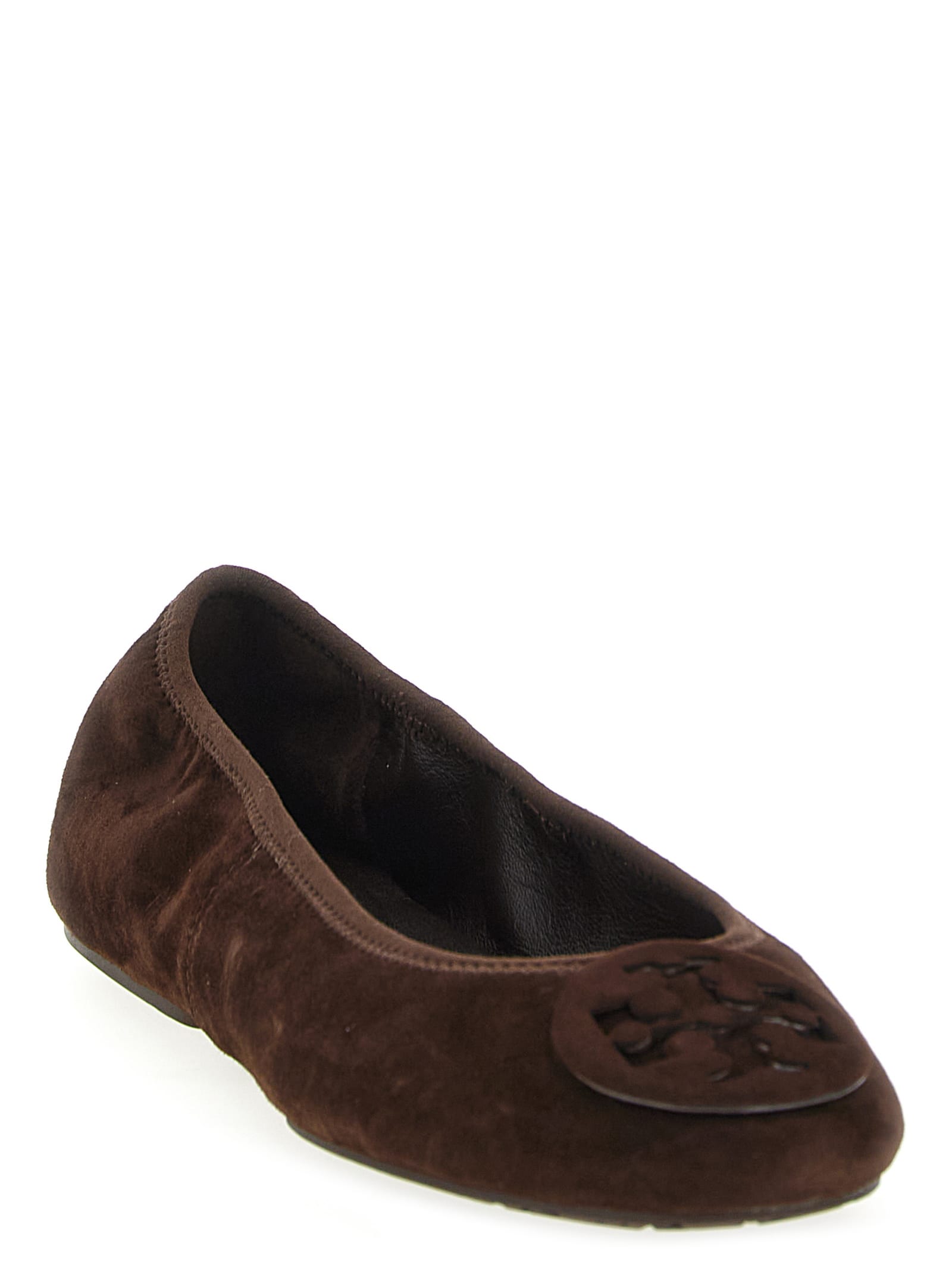 Tory Burch Travel Ballerina Flats Suede Finish In Brown