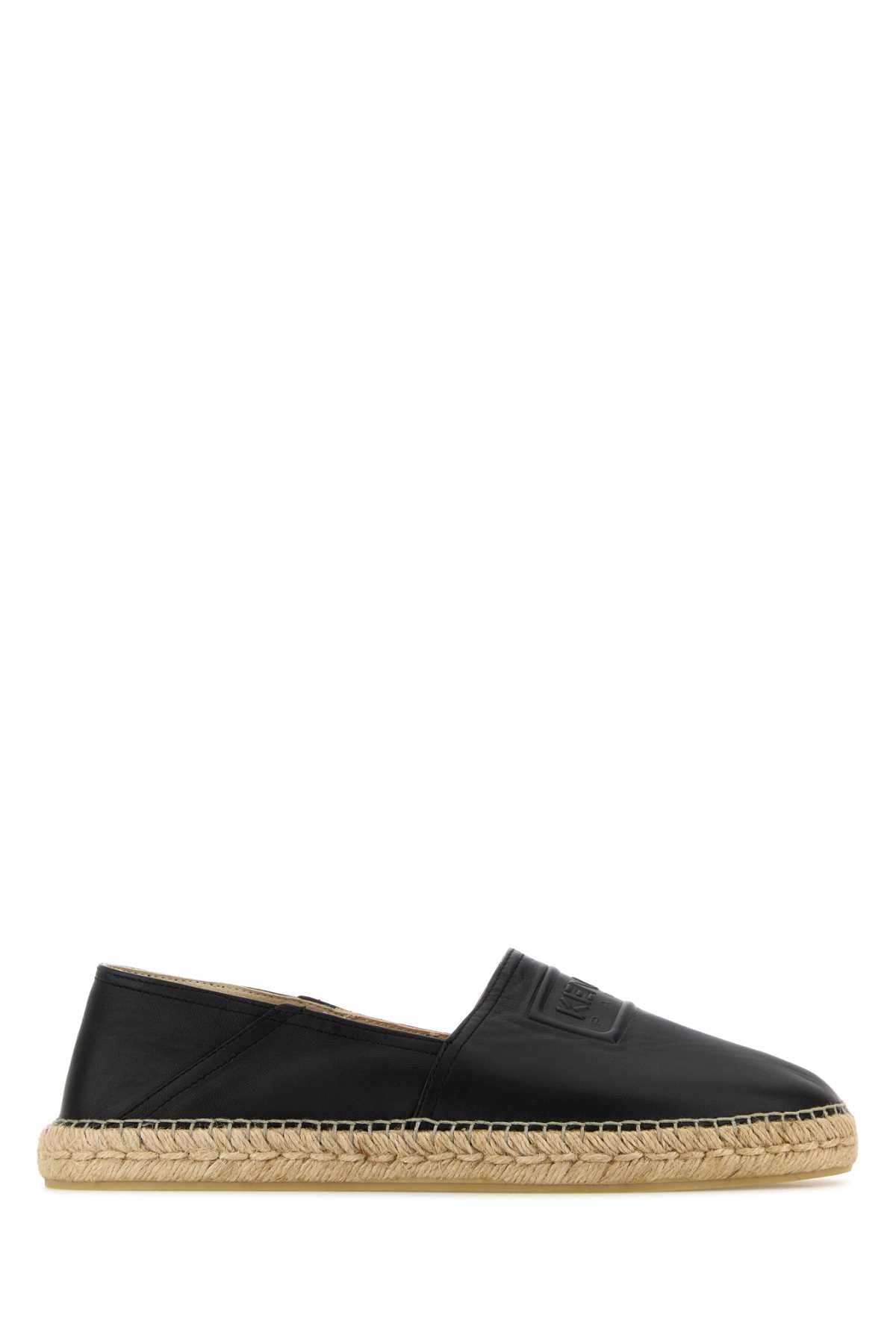 Shop Kenzo Black Leather Espadrilles