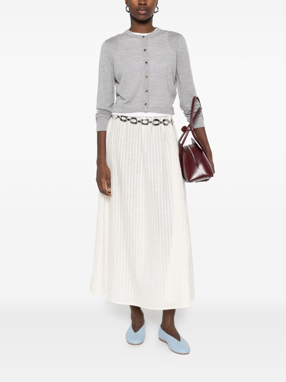 Khaite Button-front Wool-blend Cardigan In Gray