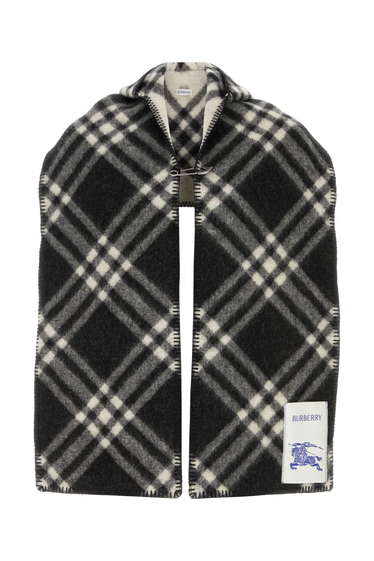 Burberry Embroidered Wool Scarf In Black