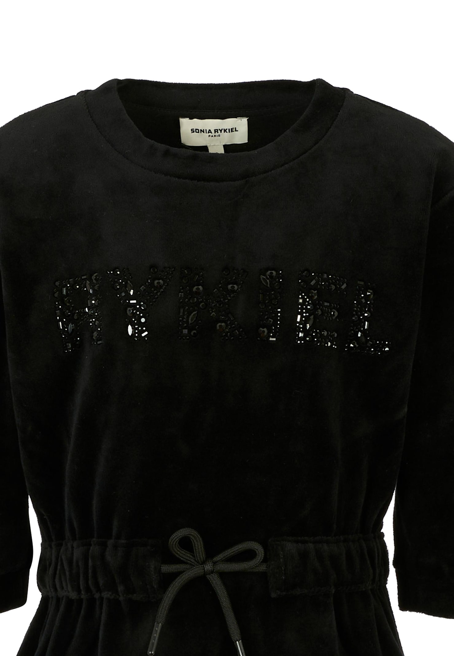 Rykiel Enfant Black Dress For Girl With Logo In Black