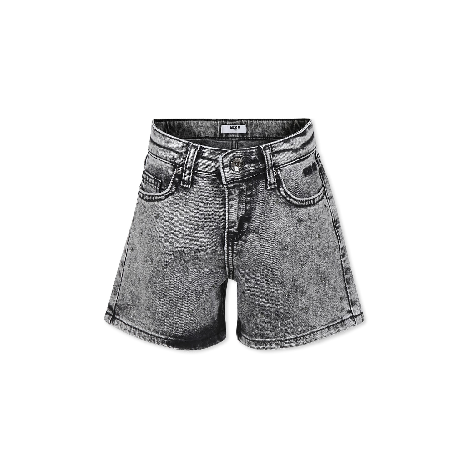 Shop Msgm Grey Shorts For Girl With Logo