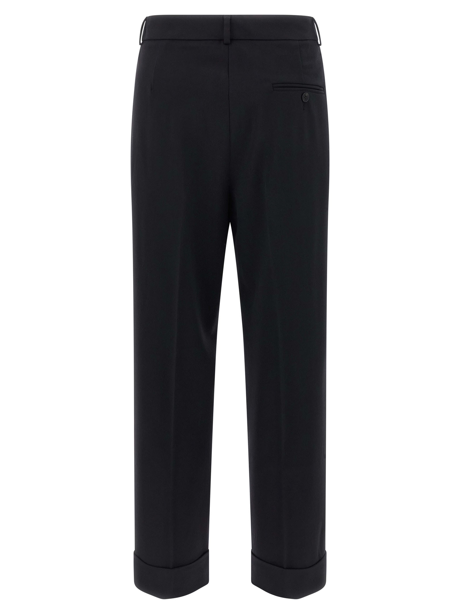 Alberto Biani Tailored Trousers With Cuffed Hem And Pleats In Black