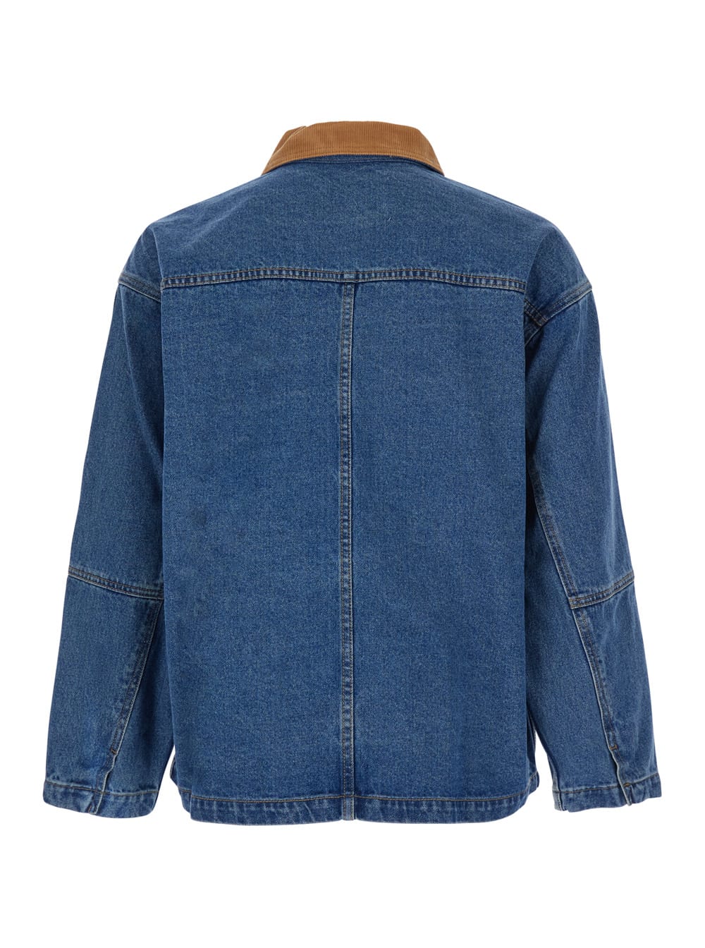 Dunst Blue Jacket With Contrast Collar And Patch Pockets On The Chest In Blu