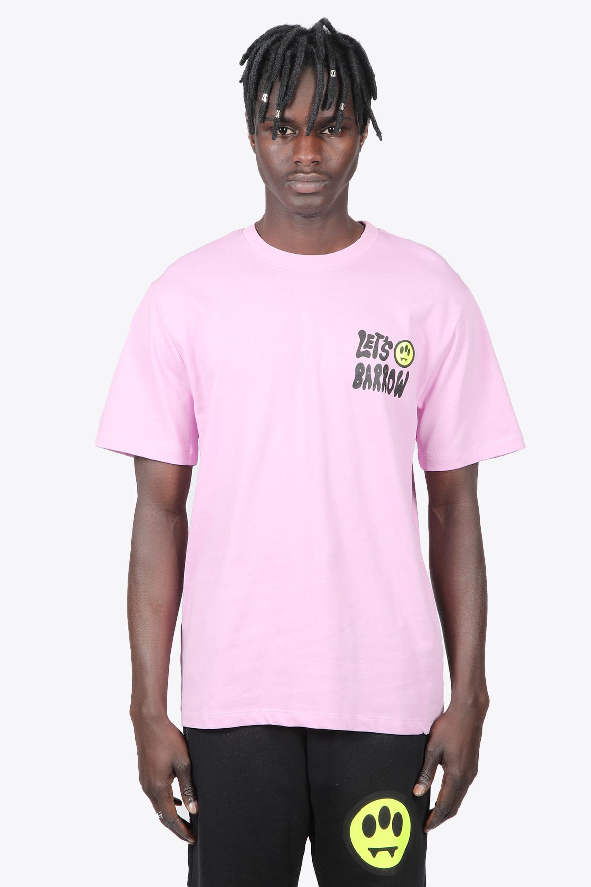 Barrow T-shirt Jersey Unisex Pink cotton t-shirt with strawberry print on back