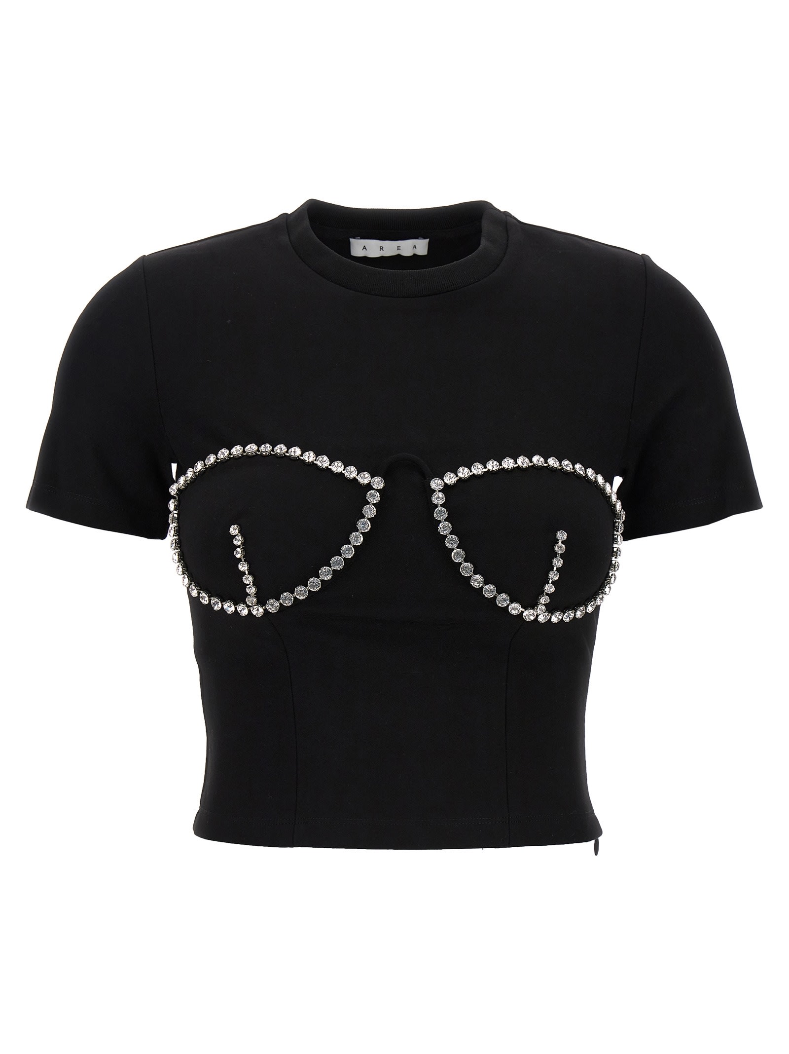 Shop Area T-shirt Crystal Bustier Cup In Black
