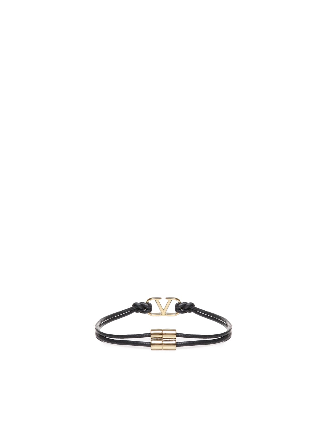 Shop Valentino Vlogo Signature Bracelet In Black/gold
