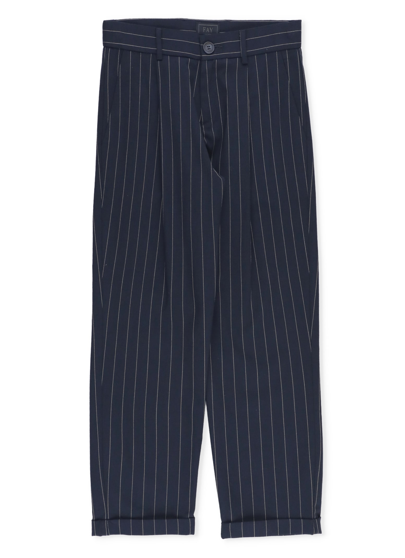 Shop Fay Virgin Wool And Cotton Trousers In Blue