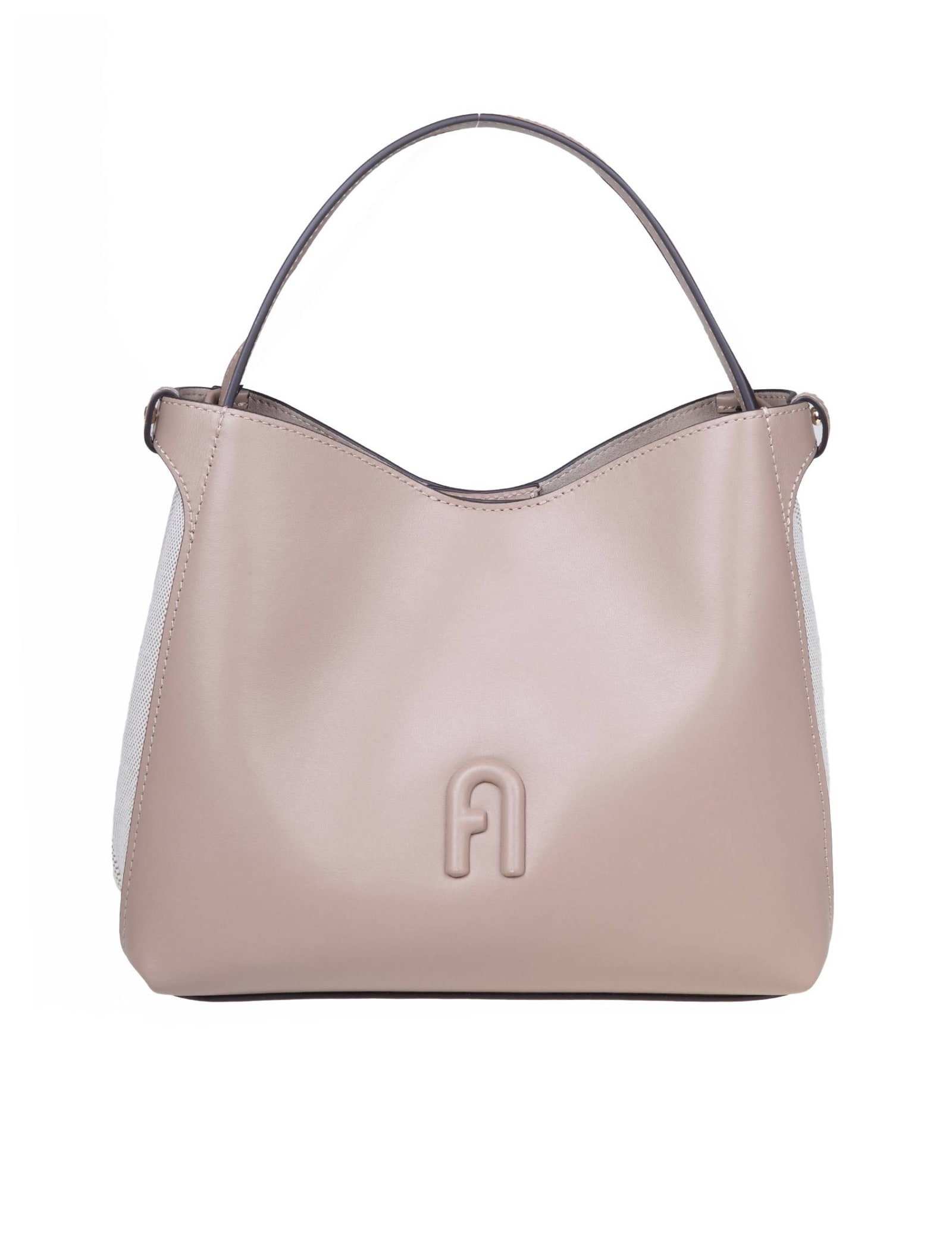Furla Hobo S Primula Bag In Greige Leather And Fabric