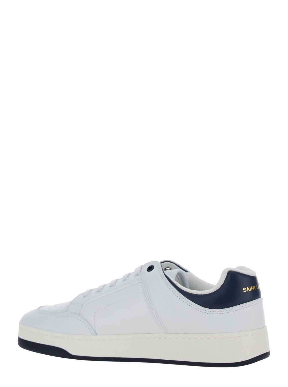 Shop Saint Laurent Sl61 White Low Top Sneakers With Logo In Leather Man