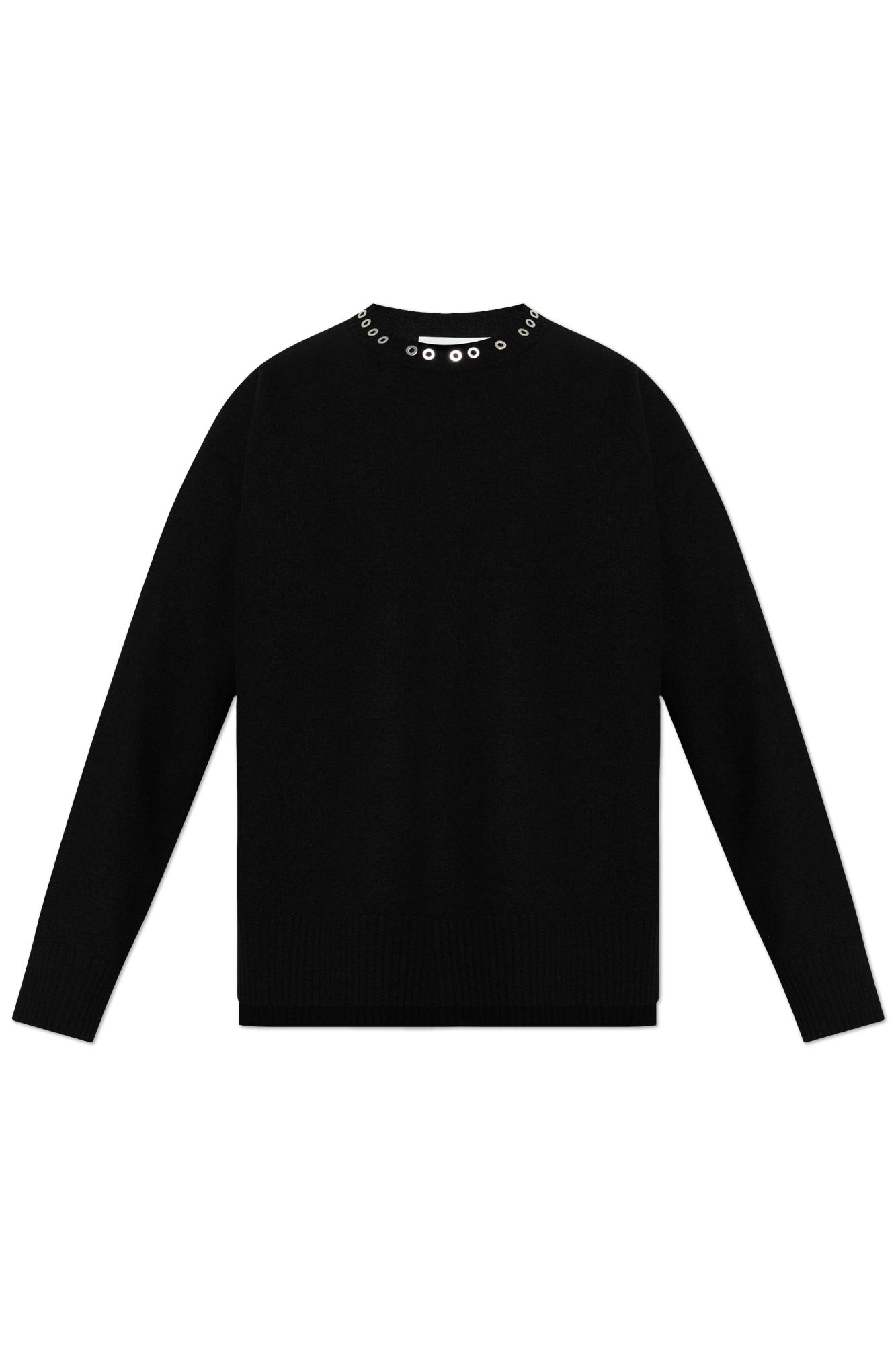 Jil Sander Crewneck Jumper With Stud Application In Black