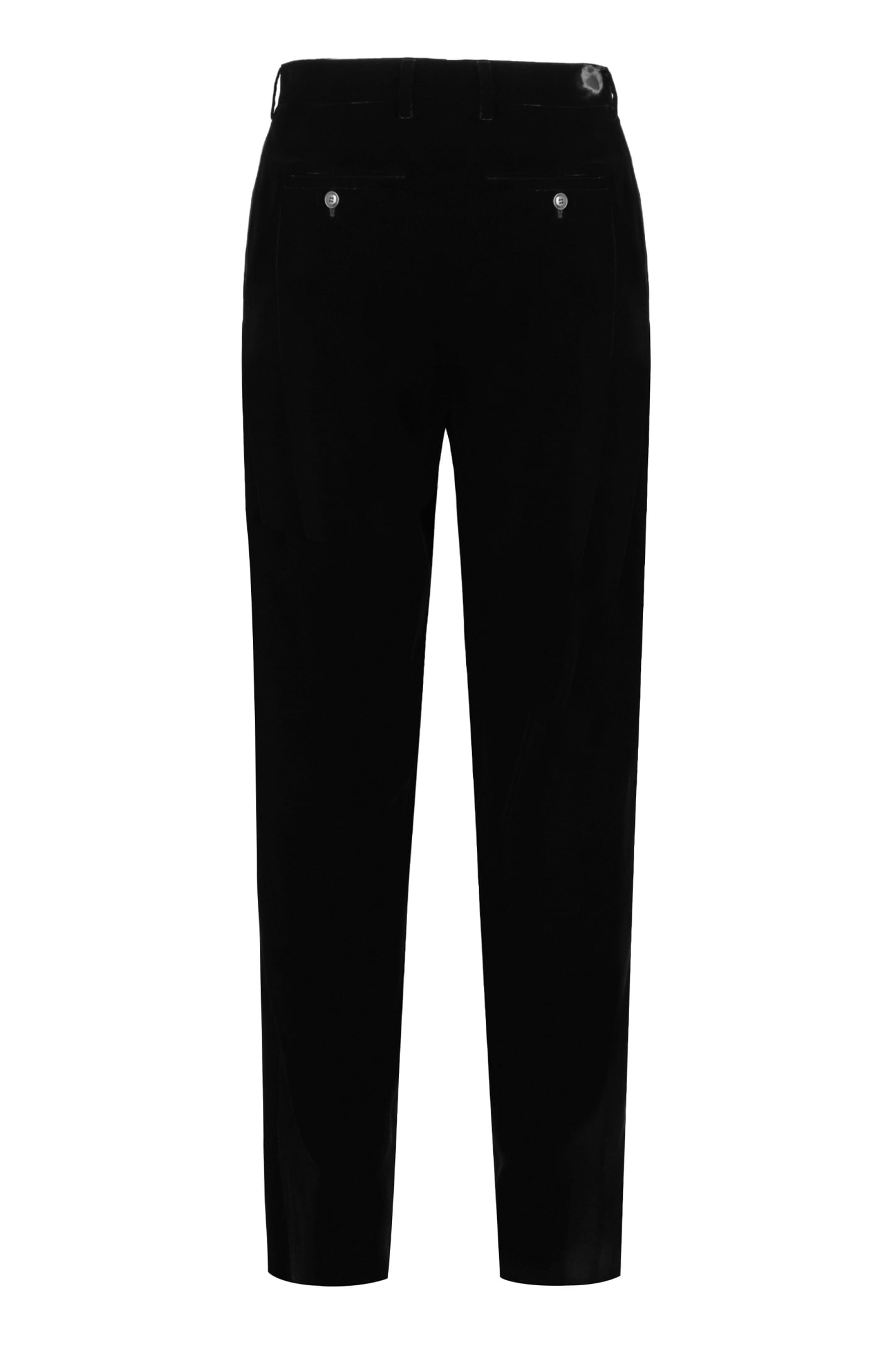 Shop Giorgio Armani Velvet Trousers In Black